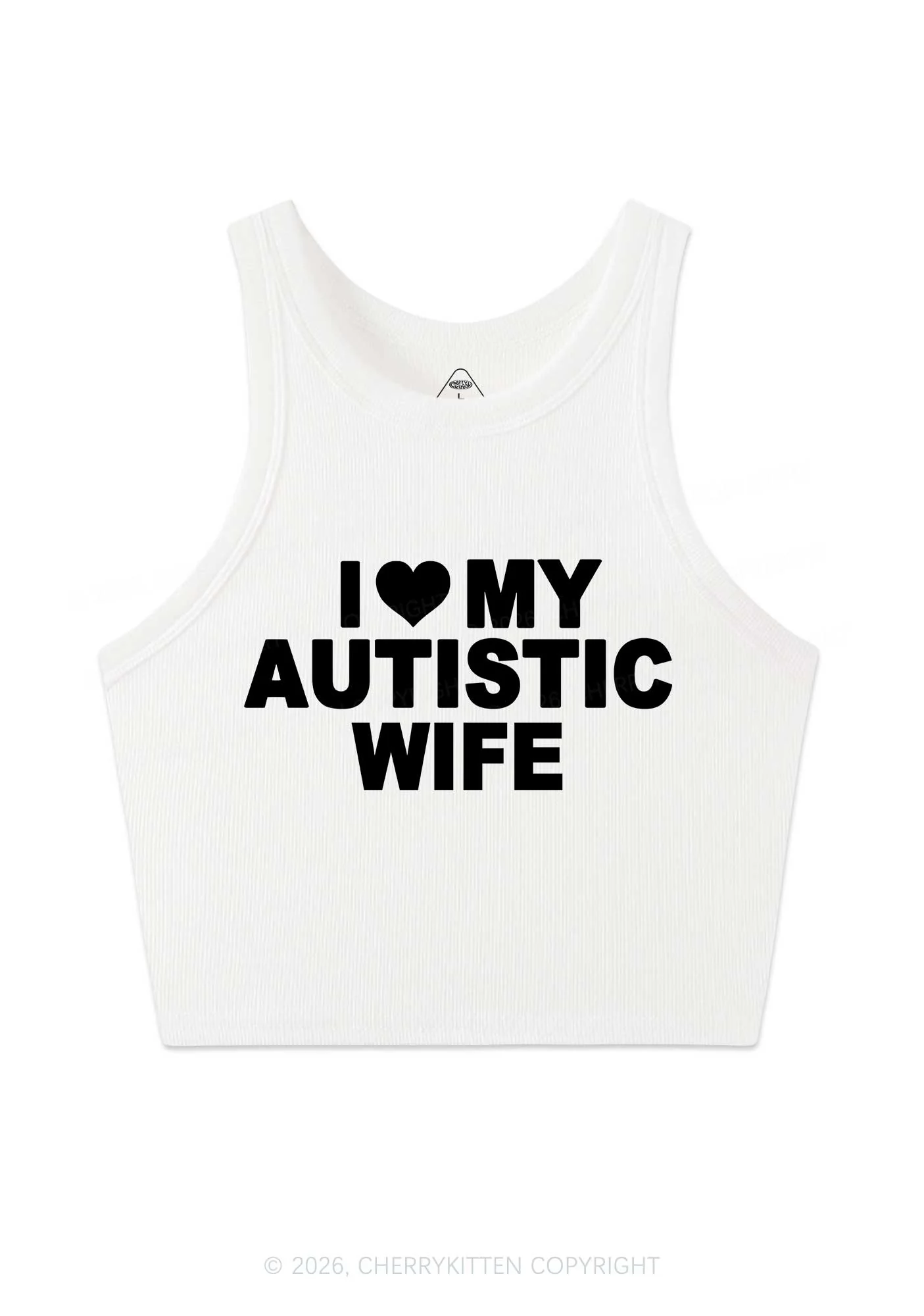 I Love My Autistic Wife Y2K Crop Tank Top Cherrykitten - Image 4