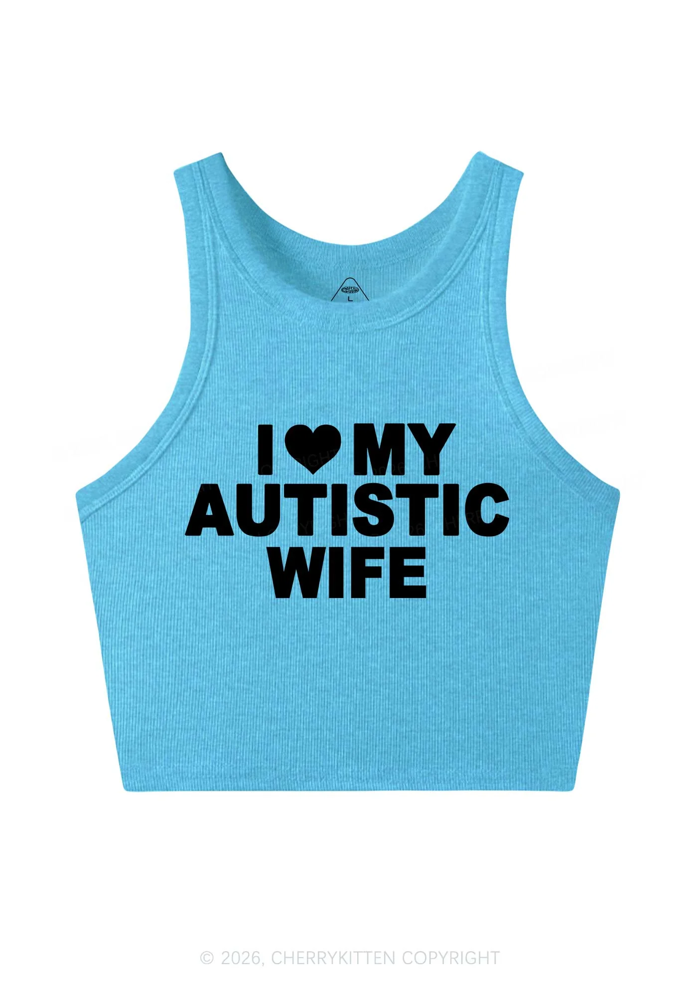 I Love My Autistic Wife Y2K Crop Tank Top Cherrykitten - Image 5