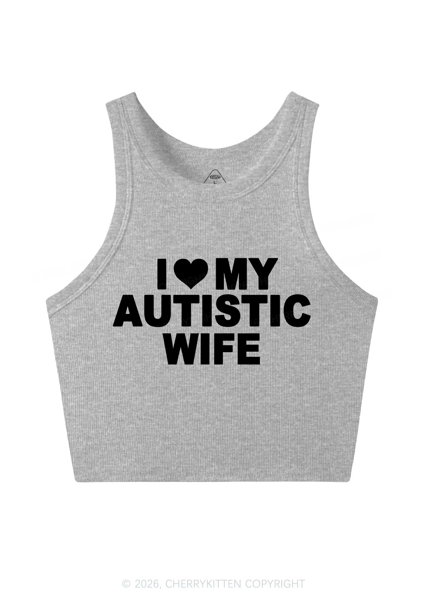 I Love My Autistic Wife Y2K Crop Tank Top Cherrykitten - Image 6