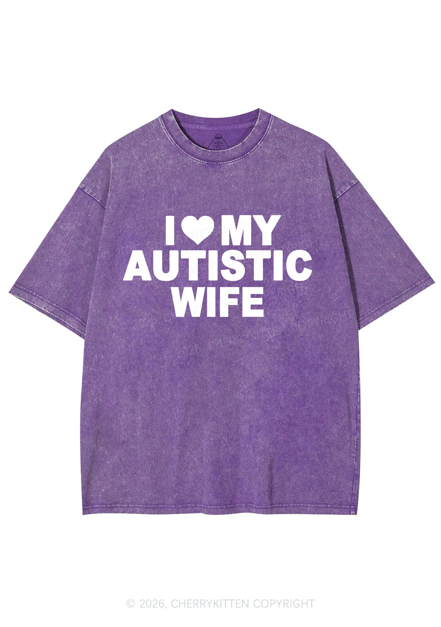 I Love My Autistic Wife Y2K Shirts Washed Tee Cherrykitten - Image 4