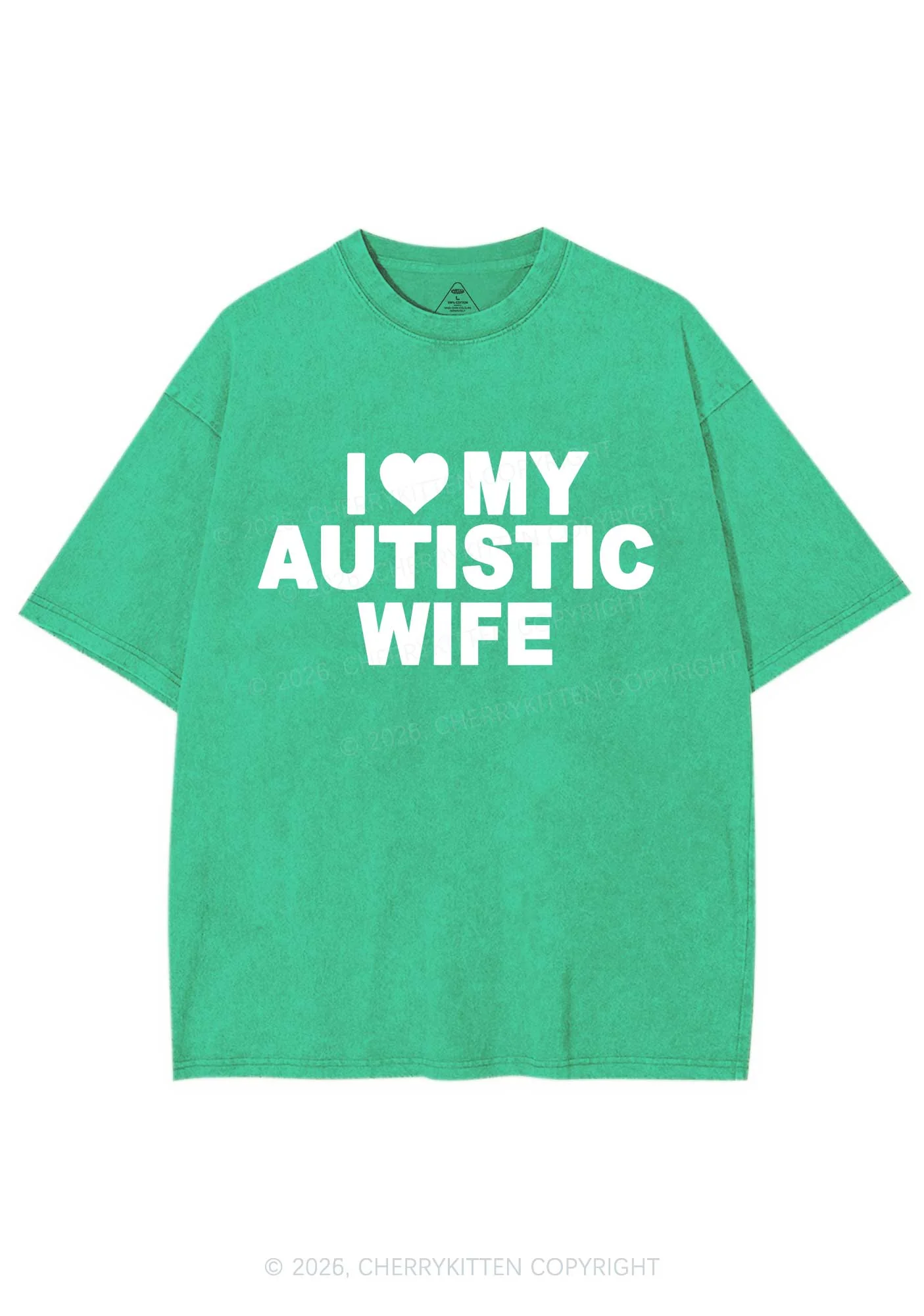 I Love My Autistic Wife Y2K Shirts Washed Tee Cherrykitten - Image 5