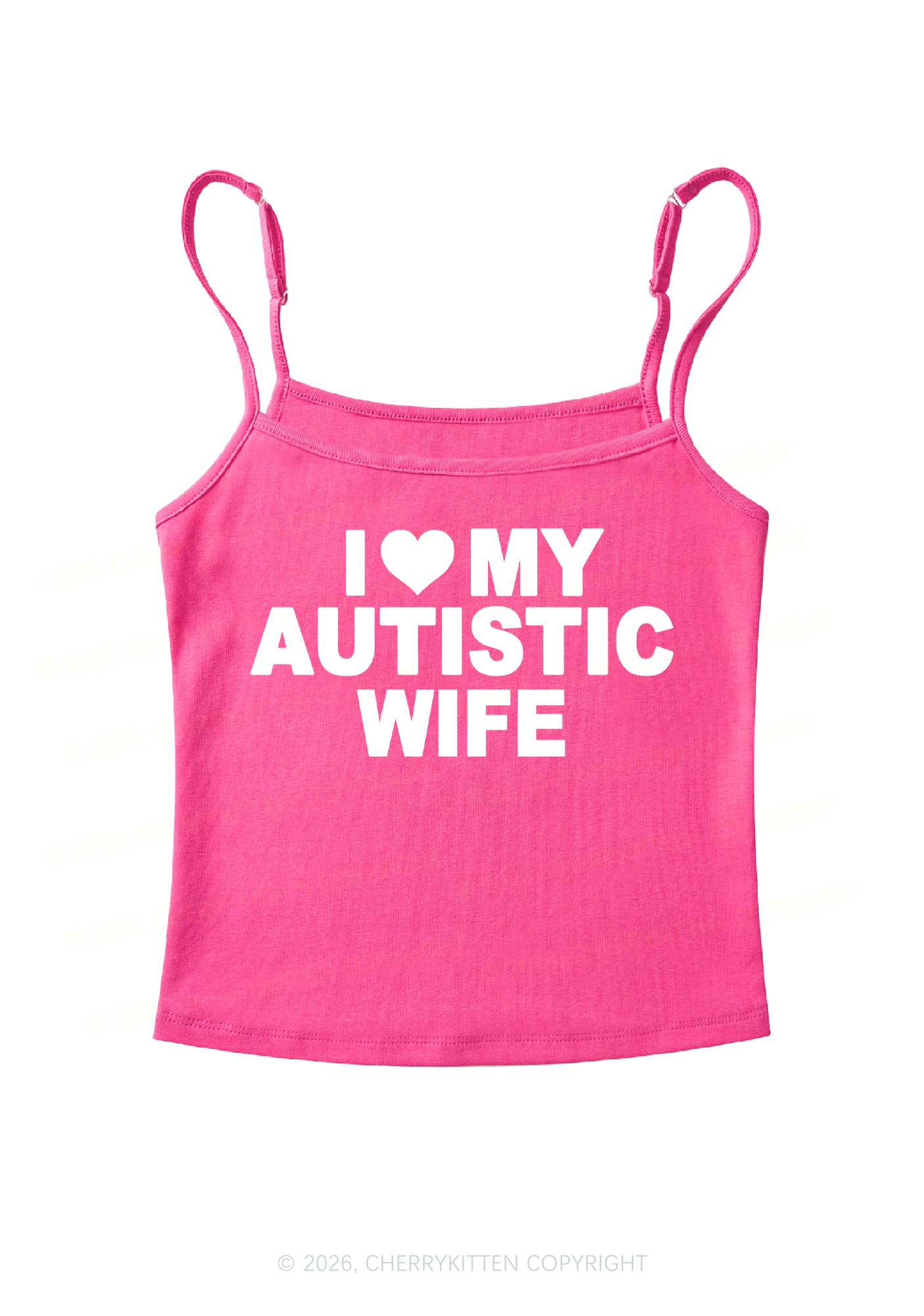 I Love My Autistic Wife Y2K Spaghetti Strap Cami Cherrykitten - Image 4