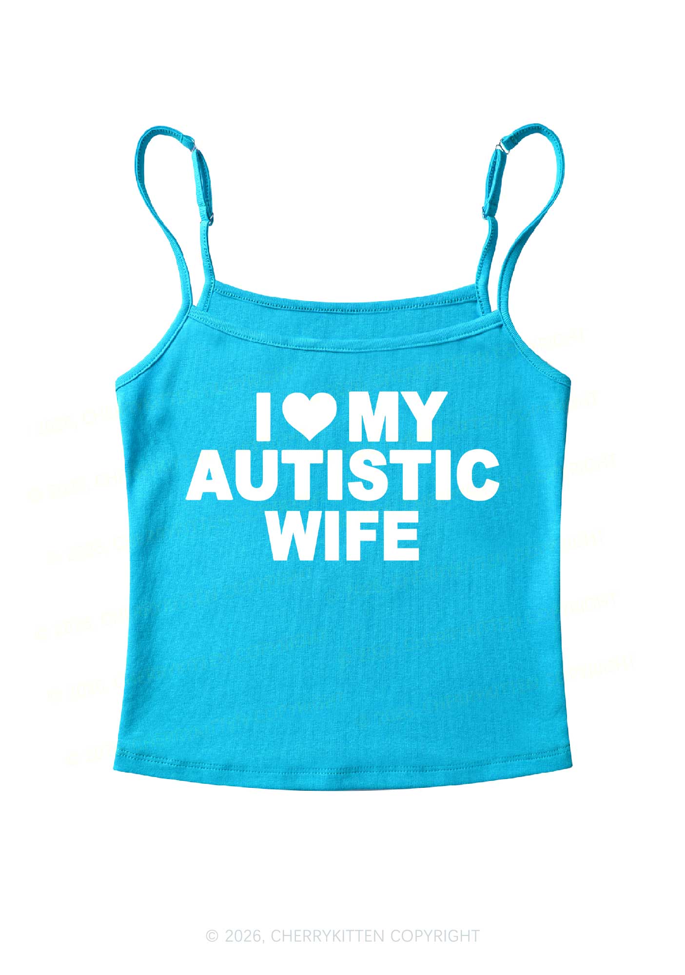 I Love My Autistic Wife Y2K Spaghetti Strap Cami Cherrykitten - Image 5