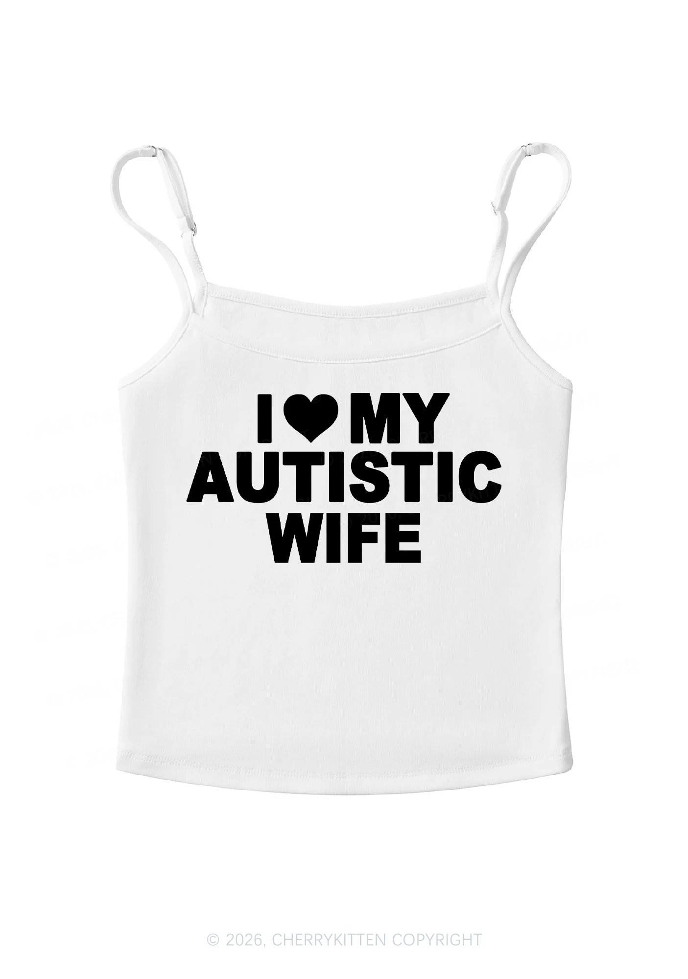 I Love My Autistic Wife Y2K Spaghetti Strap Cami Cherrykitten - Image 6