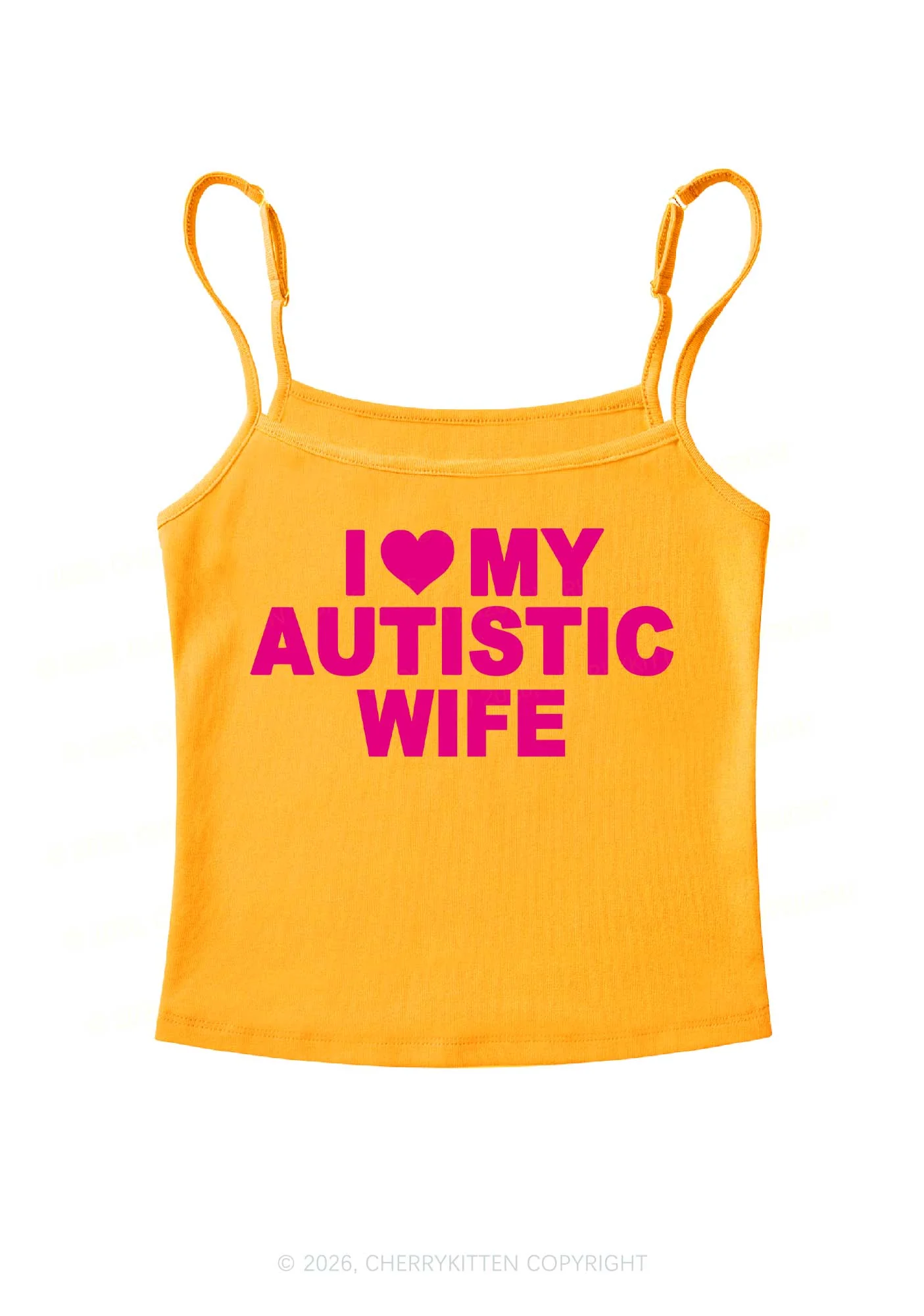 I Love My Autistic Wife Y2K Spaghetti Strap Cami Cherrykitten - Image 7