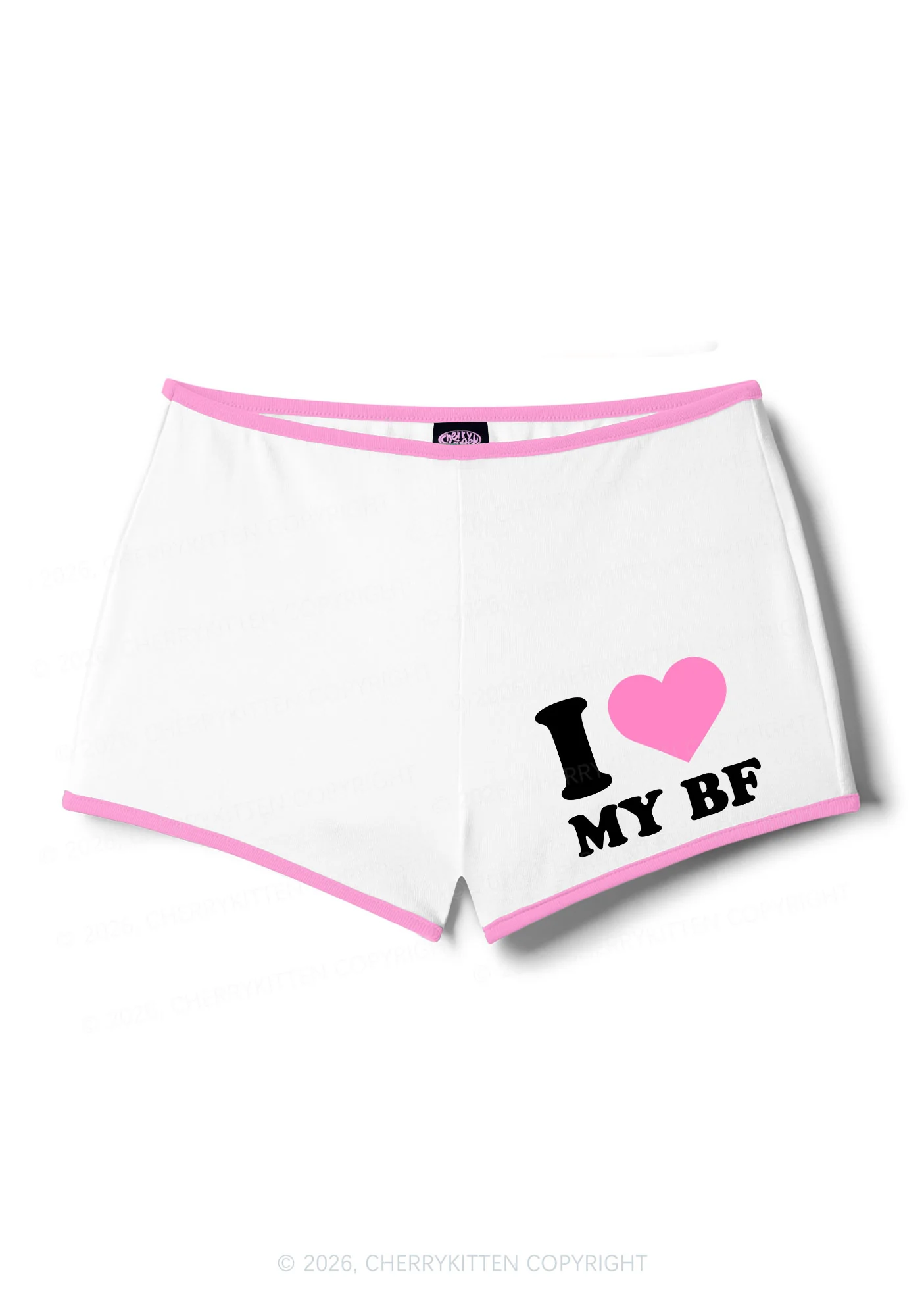 I Love My BF Valentine's Day Y2K Booty Shorts Cherrykitten - Image 3
