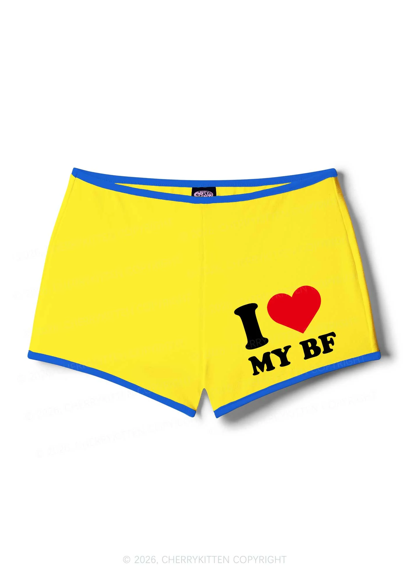 I Love My BF Valentine's Day Y2K Booty Shorts Cherrykitten - Image 4