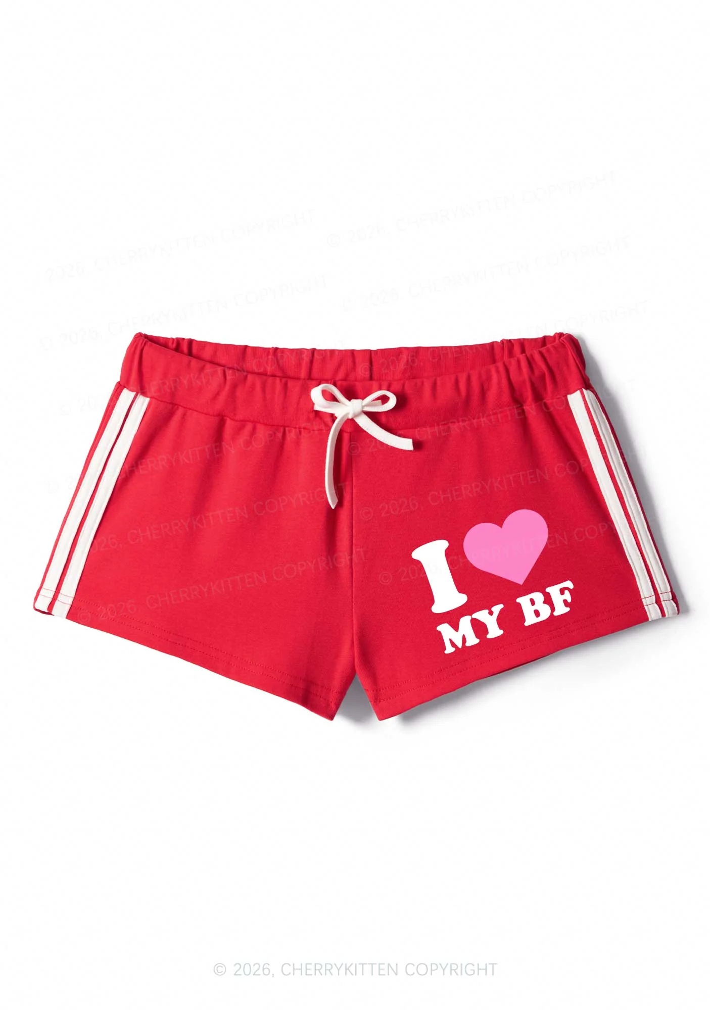 I Love My BF Valentine's Day Y2K Drawstring Mini Shorts Cherrykitten - Image 4