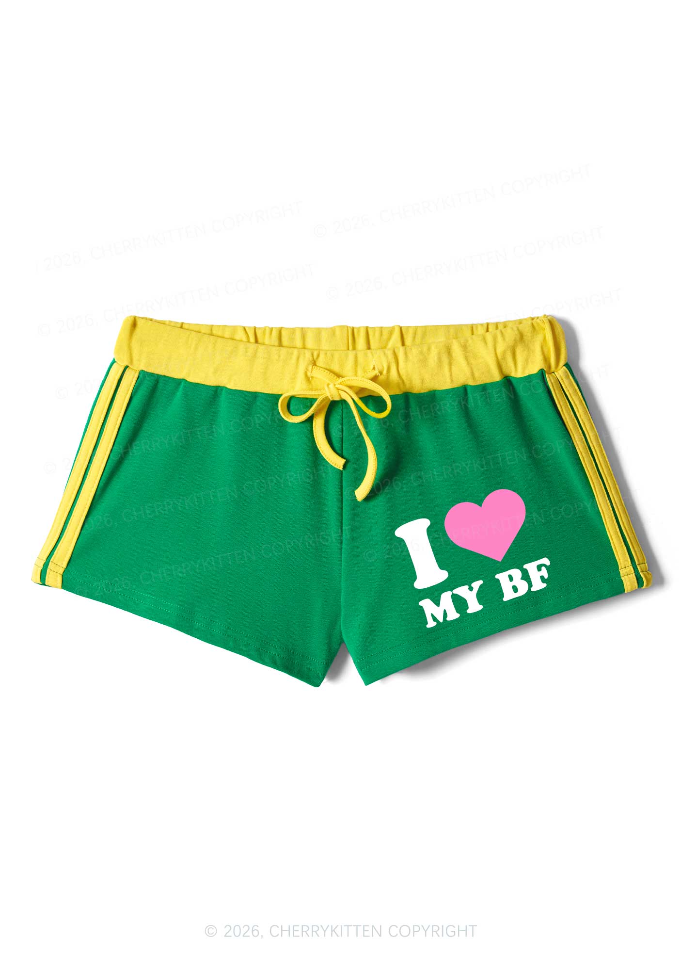 I Love My BF Valentine's Day Y2K Drawstring Mini Shorts Cherrykitten - Image 5