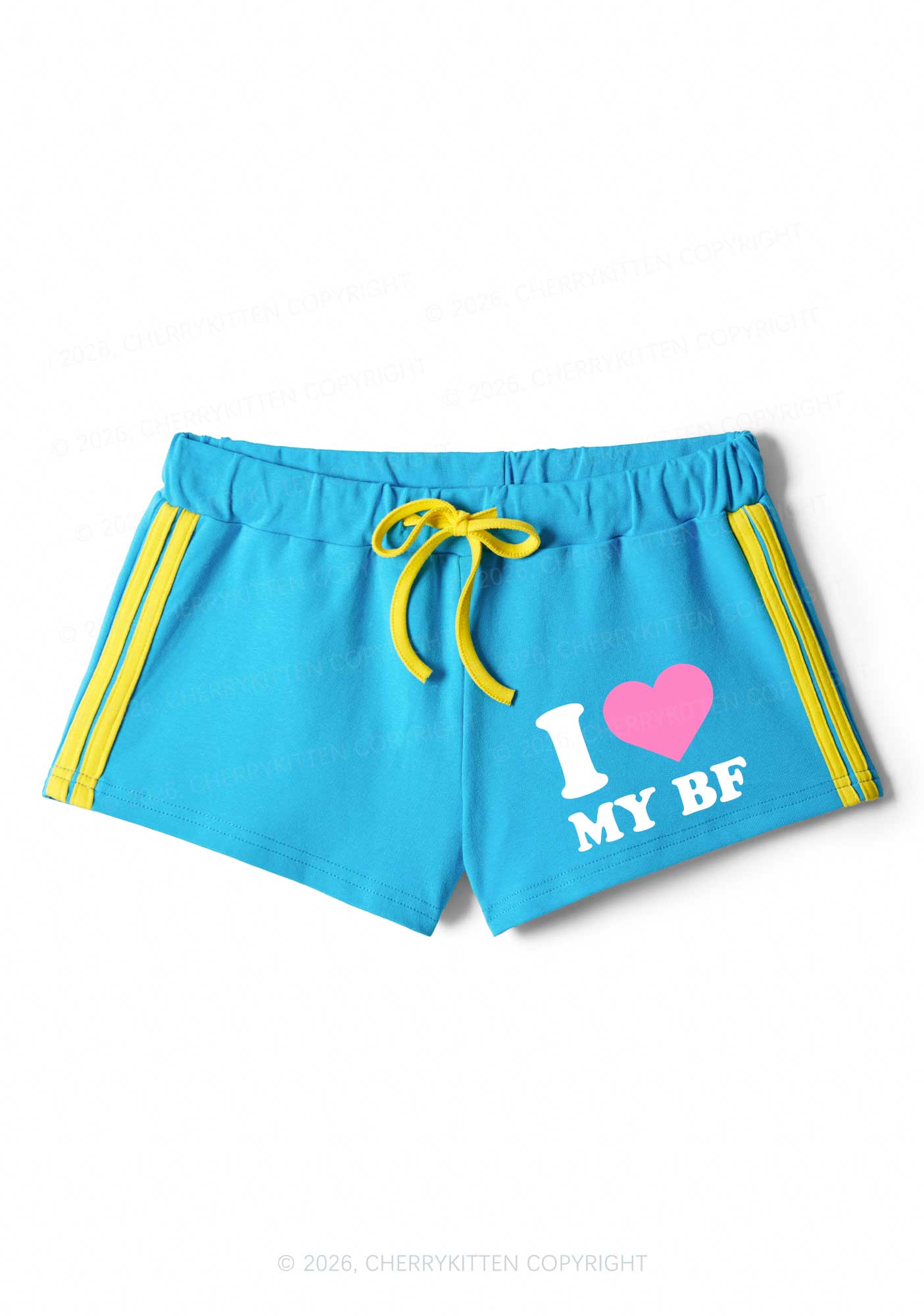 I Love My BF Valentine's Day Y2K Drawstring Mini Shorts Cherrykitten - Image 6
