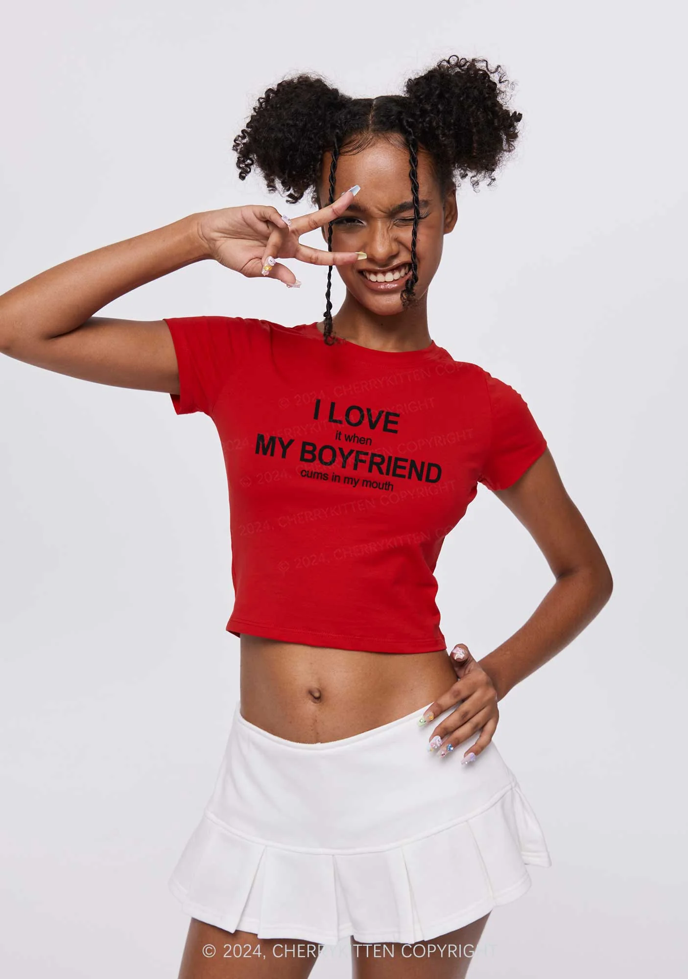 I Love My BF Y2K Baby Tee Cherrykitten - Image 2