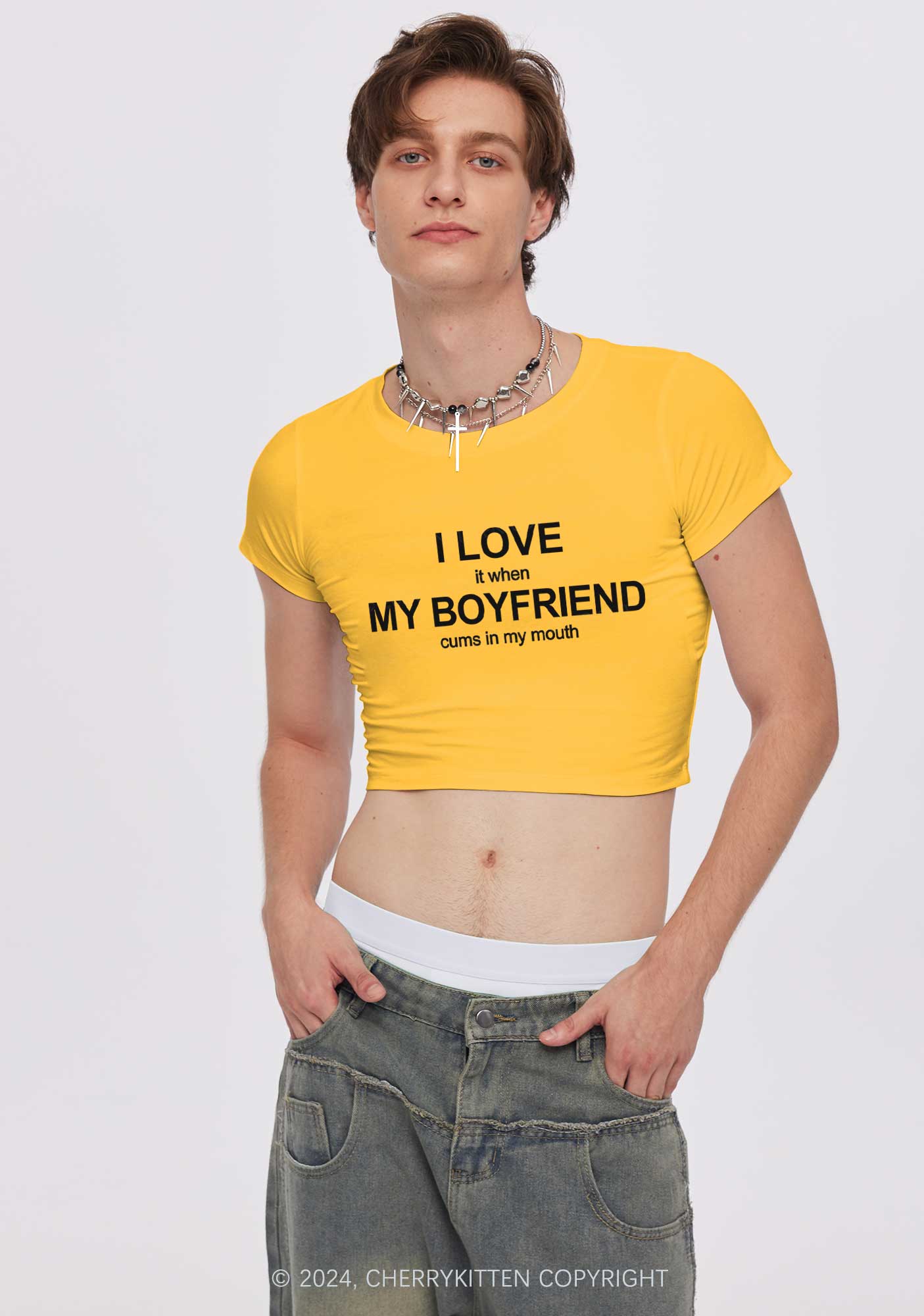 I Love My BF Y2K Baby Tee Cherrykitten - Image 3