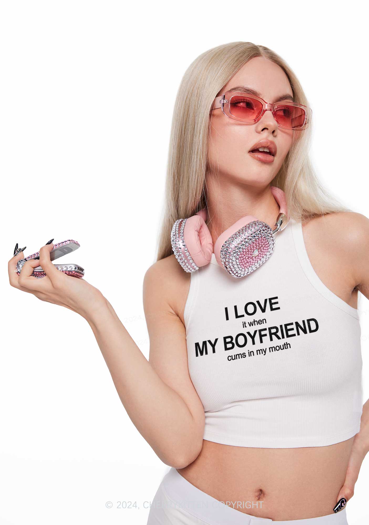 I Love My BF Y2K Crop Tank Top Cherrykitten - Image 2