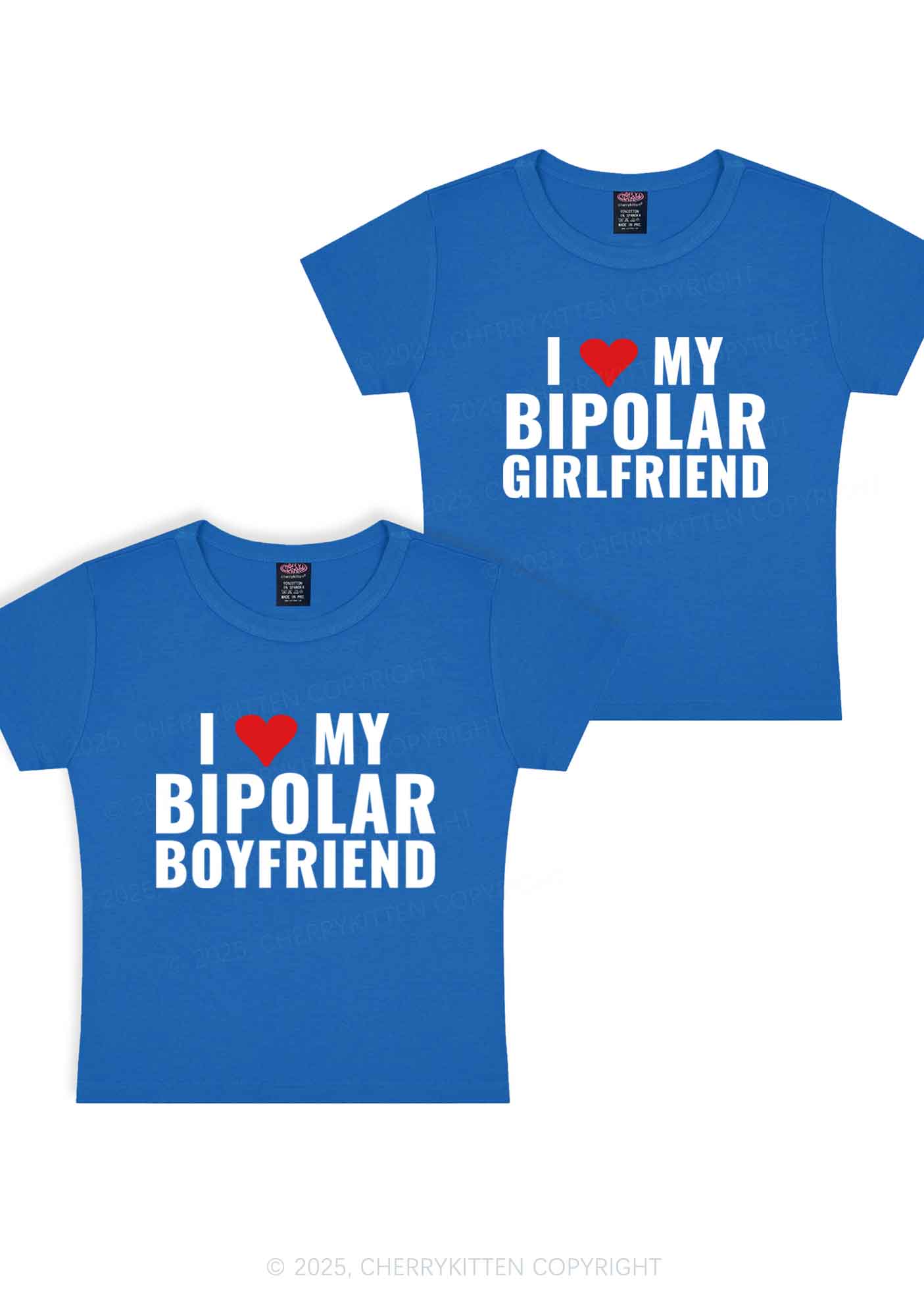 I Love My Bipolar GF BF Y2K Valentine's Day Baby Tee Cherrykitten - Image 10