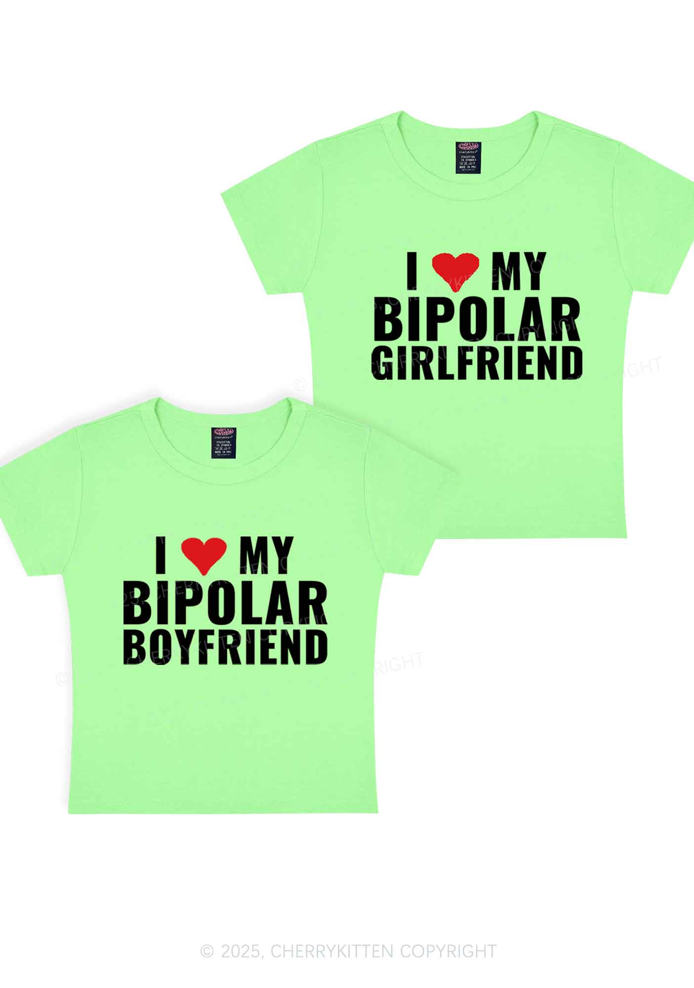 I Love My Bipolar GF BF Y2K Valentine's Day Baby Tee Cherrykitten - Image 13
