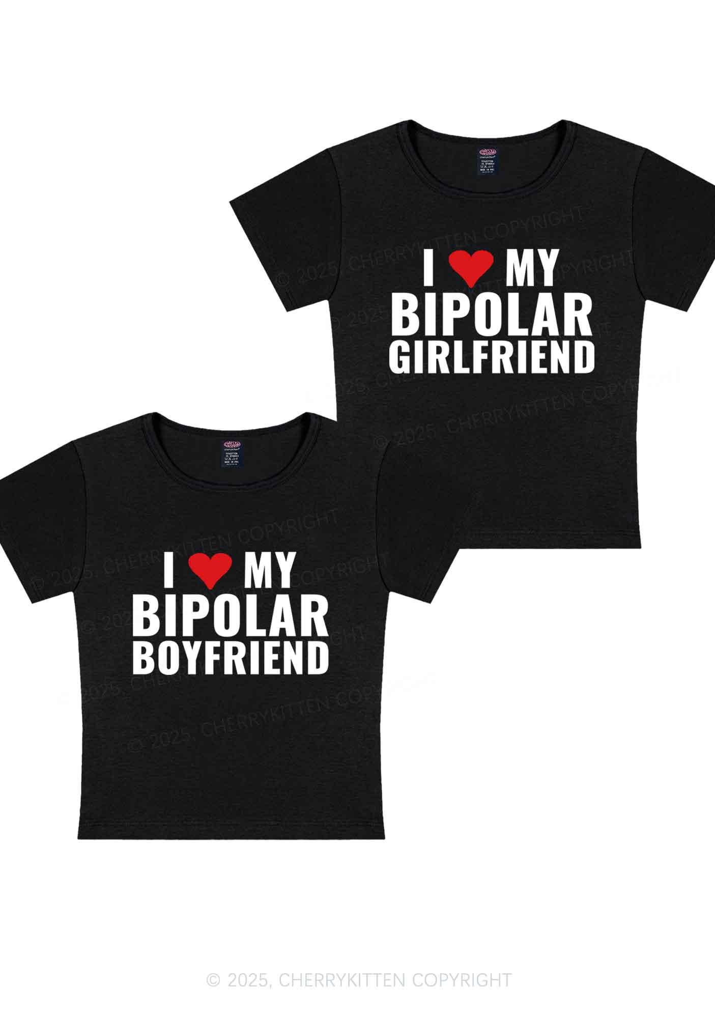 I Love My Bipolar GF BF Y2K Valentine's Day Baby Tee Cherrykitten - Image 4
