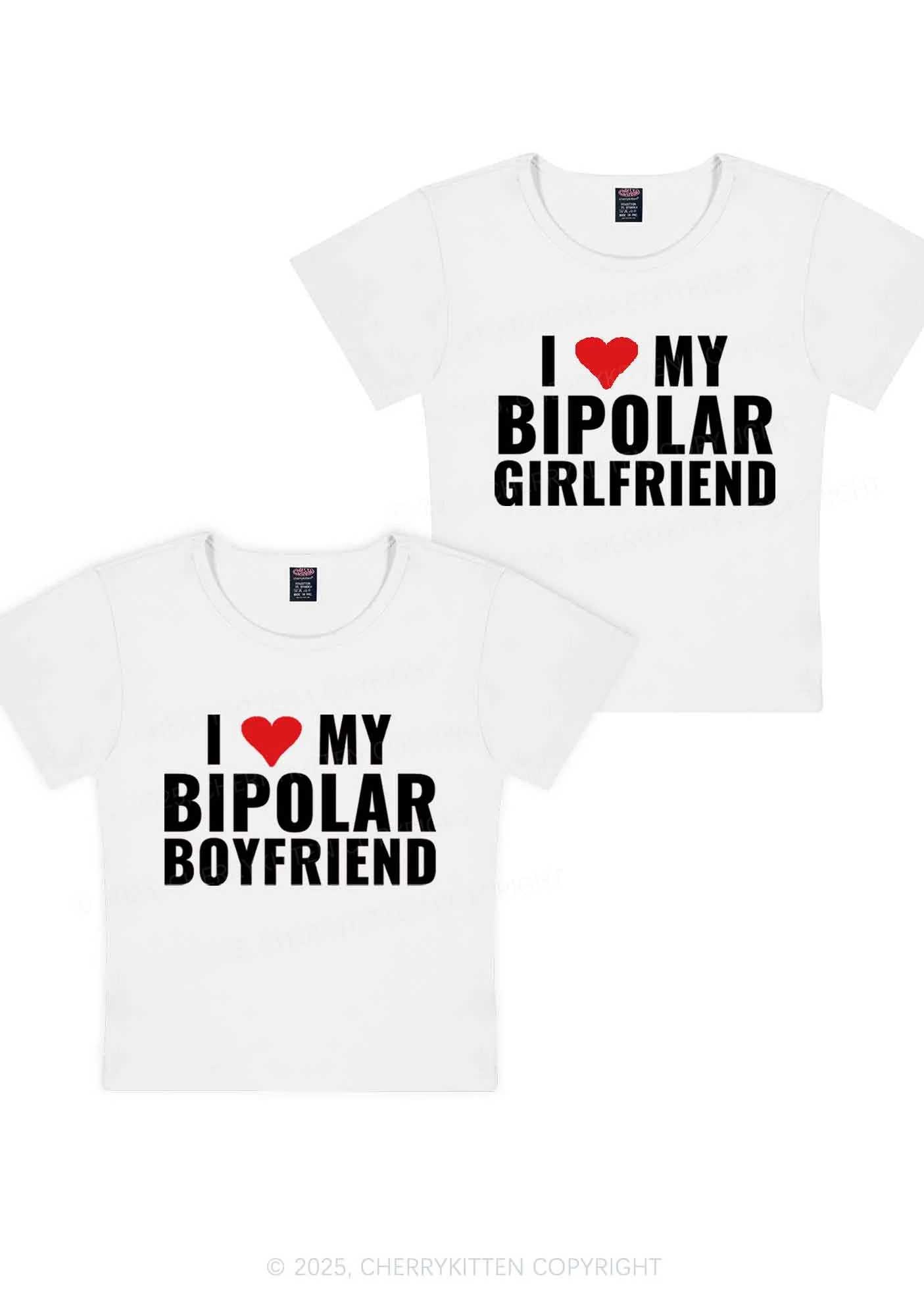 I Love My Bipolar GF BF Y2K Valentine's Day Baby Tee Cherrykitten - Image 5