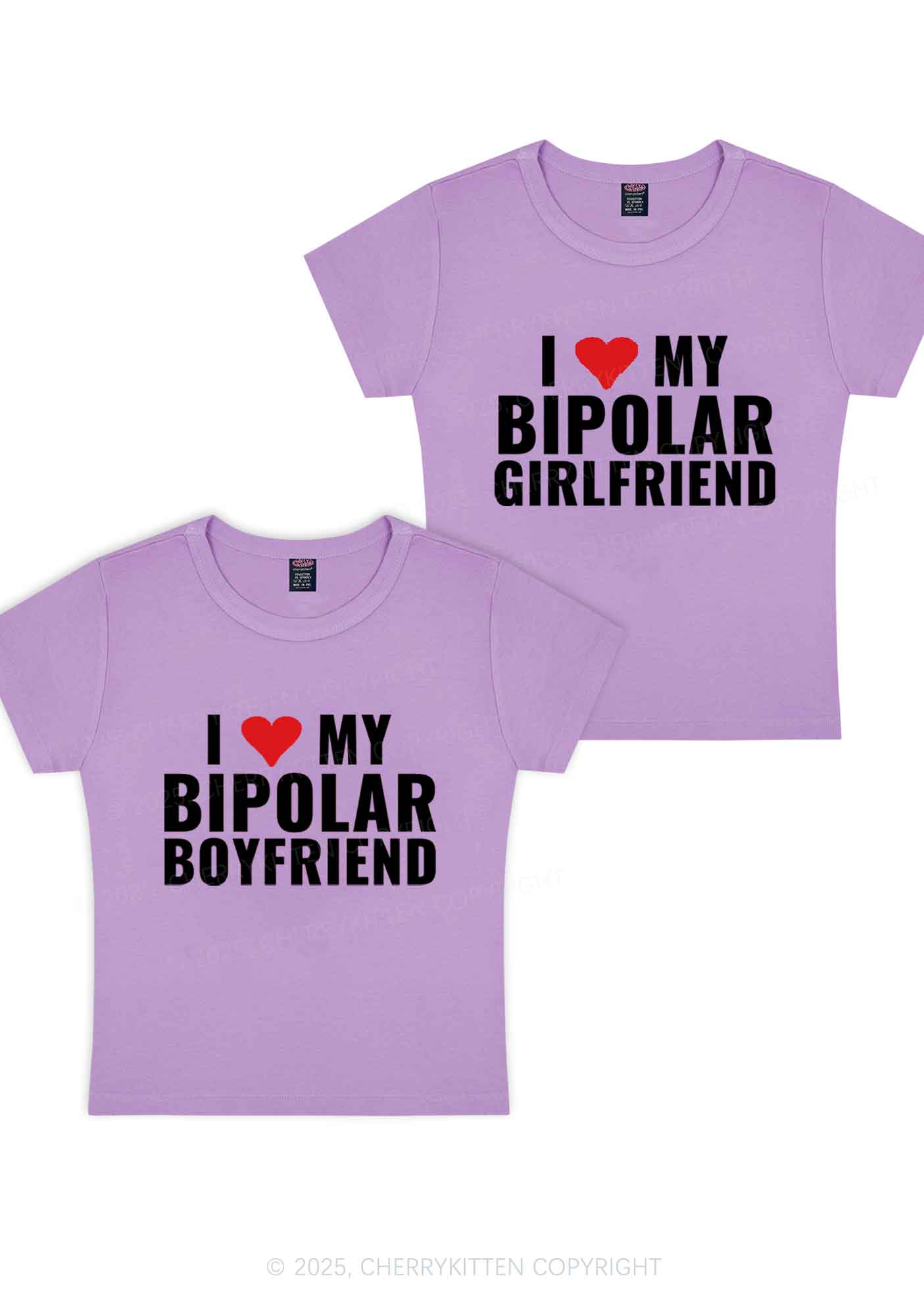 I Love My Bipolar GF BF Y2K Valentine's Day Baby Tee Cherrykitten - Image 7