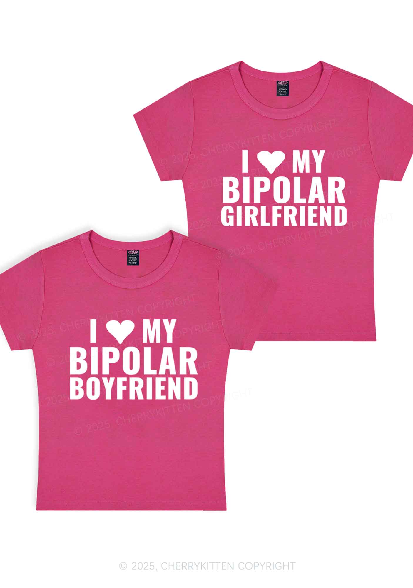 I Love My Bipolar GF BF Y2K Valentine's Day Baby Tee Cherrykitten - Image 8