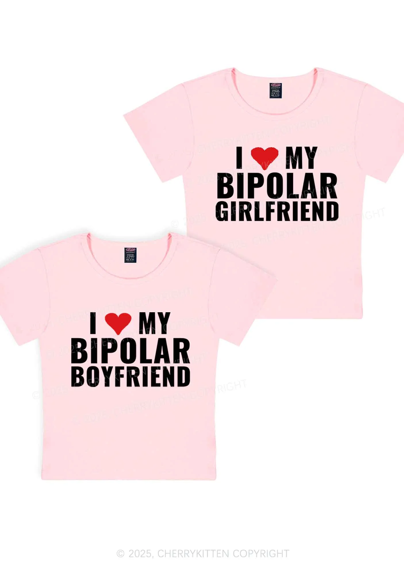 I Love My Bipolar GF BF Y2K Valentine's Day Baby Tee Cherrykitten - Image 9