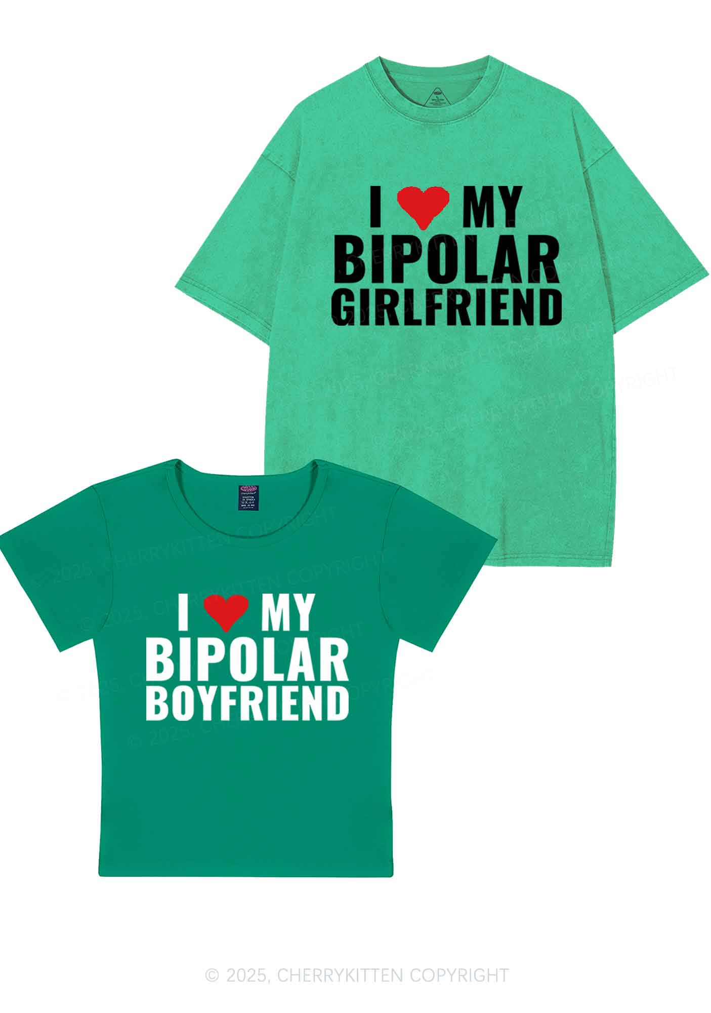 I Love My Bipolar GF BF Y2K Valentine's Day Couple Shirt Cherrykitten - Image 12
