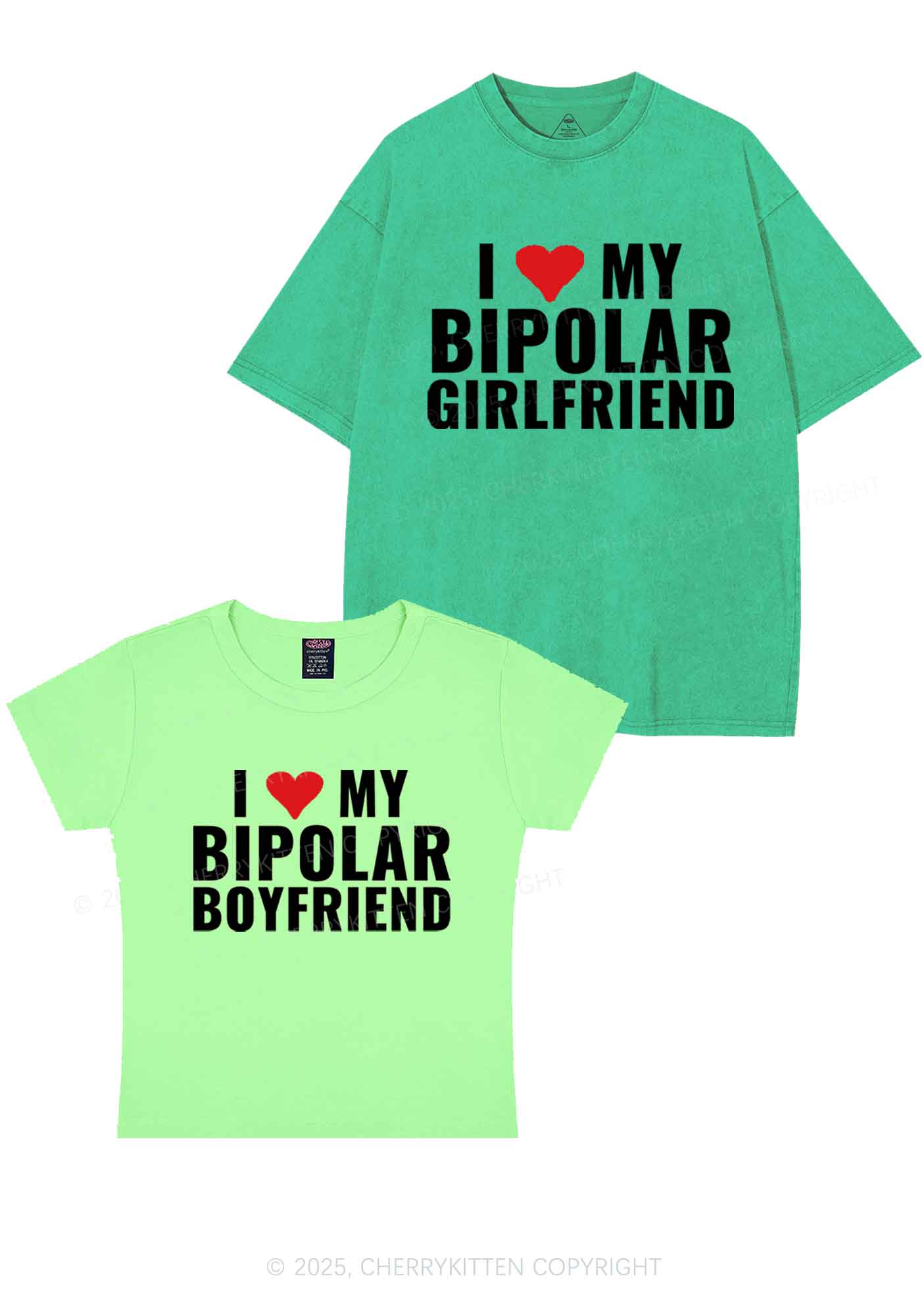 I Love My Bipolar GF BF Y2K Valentine's Day Couple Shirt Cherrykitten - Image 13