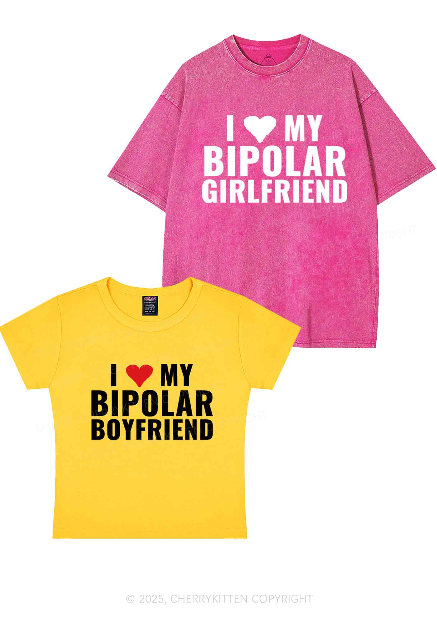 I Love My Bipolar GF BF Y2K Valentine's Day Couple Shirt Cherrykitten - Image 4