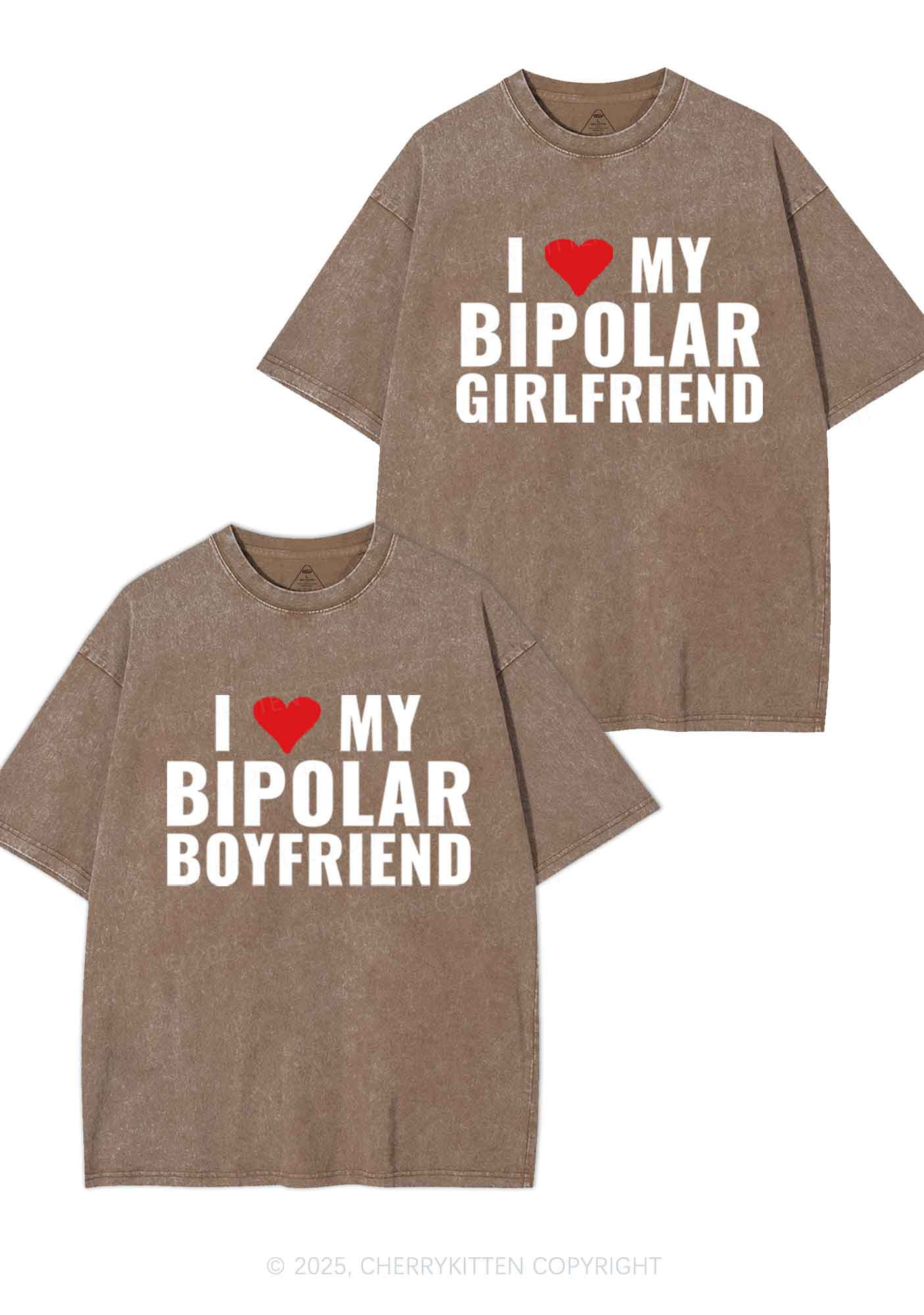 I Love My Bipolar GF BF Y2K Valentine's Day Washed Tee Cherrykitten - Image 7