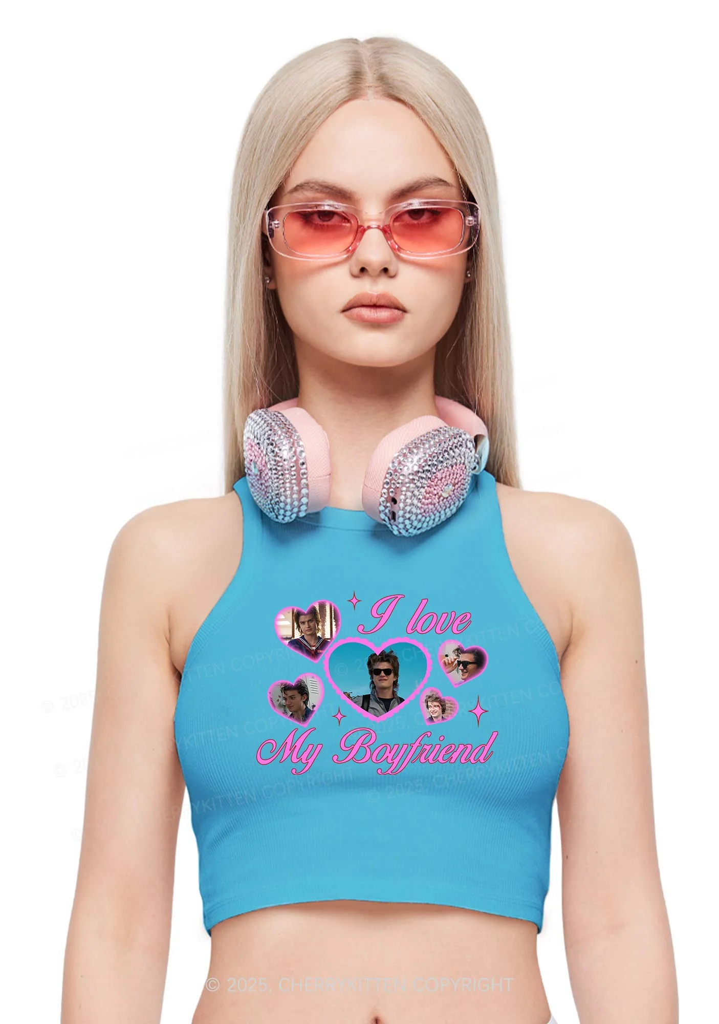I Love My Boyfriend SH Y2K Crop Tank Top Cherrykitten - Image 2