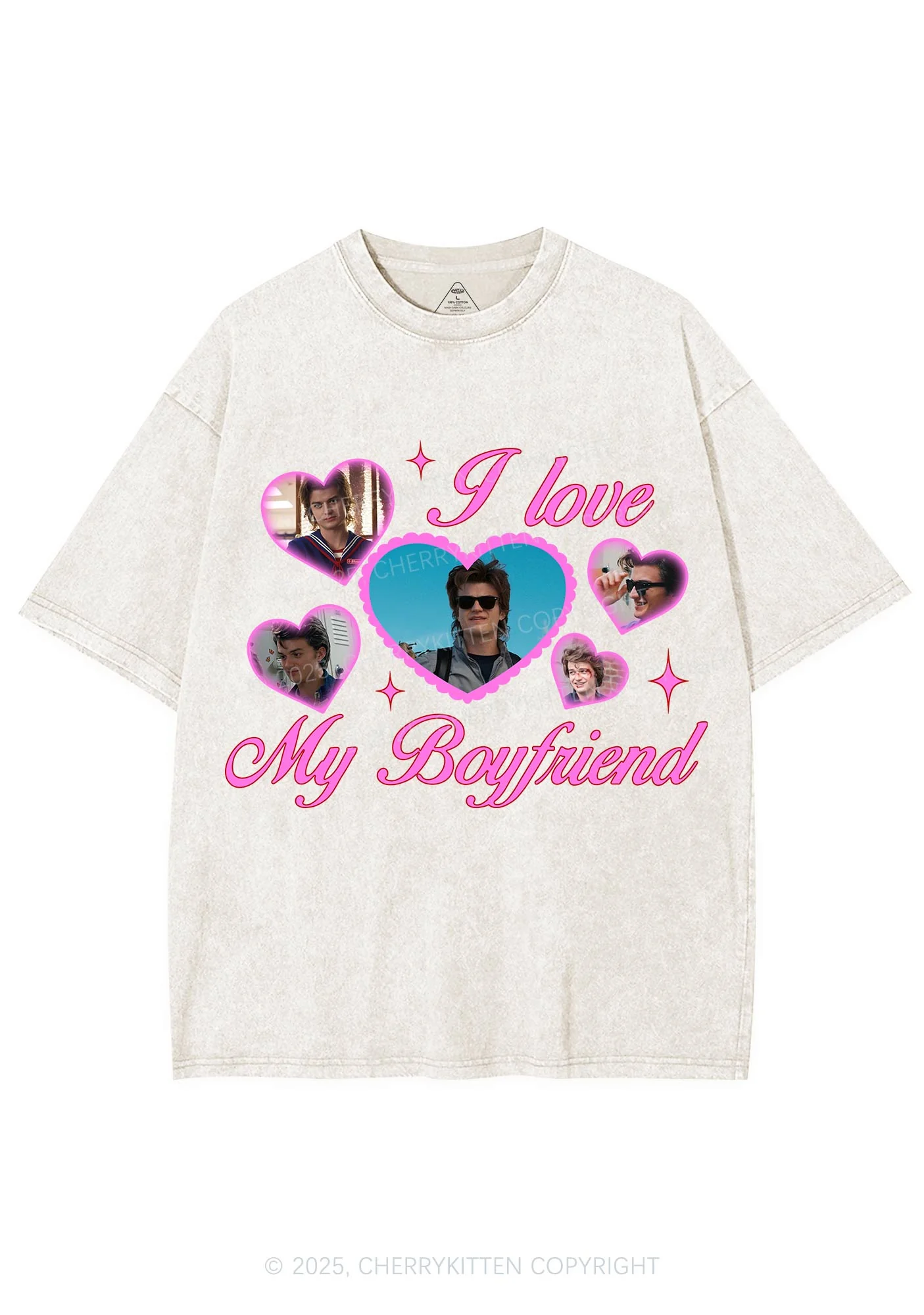 I Love My Boyfriend SH Y2K Shirts Washed Tee Cherrykitten - Image 4