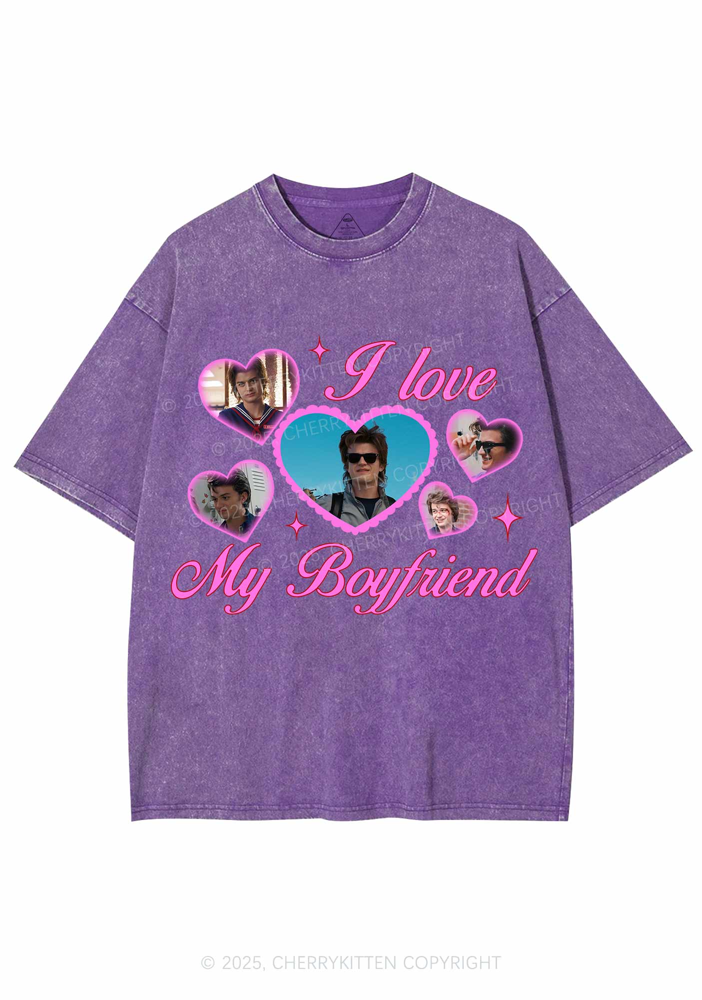 I Love My Boyfriend SH Y2K Shirts Washed Tee Cherrykitten - Image 5