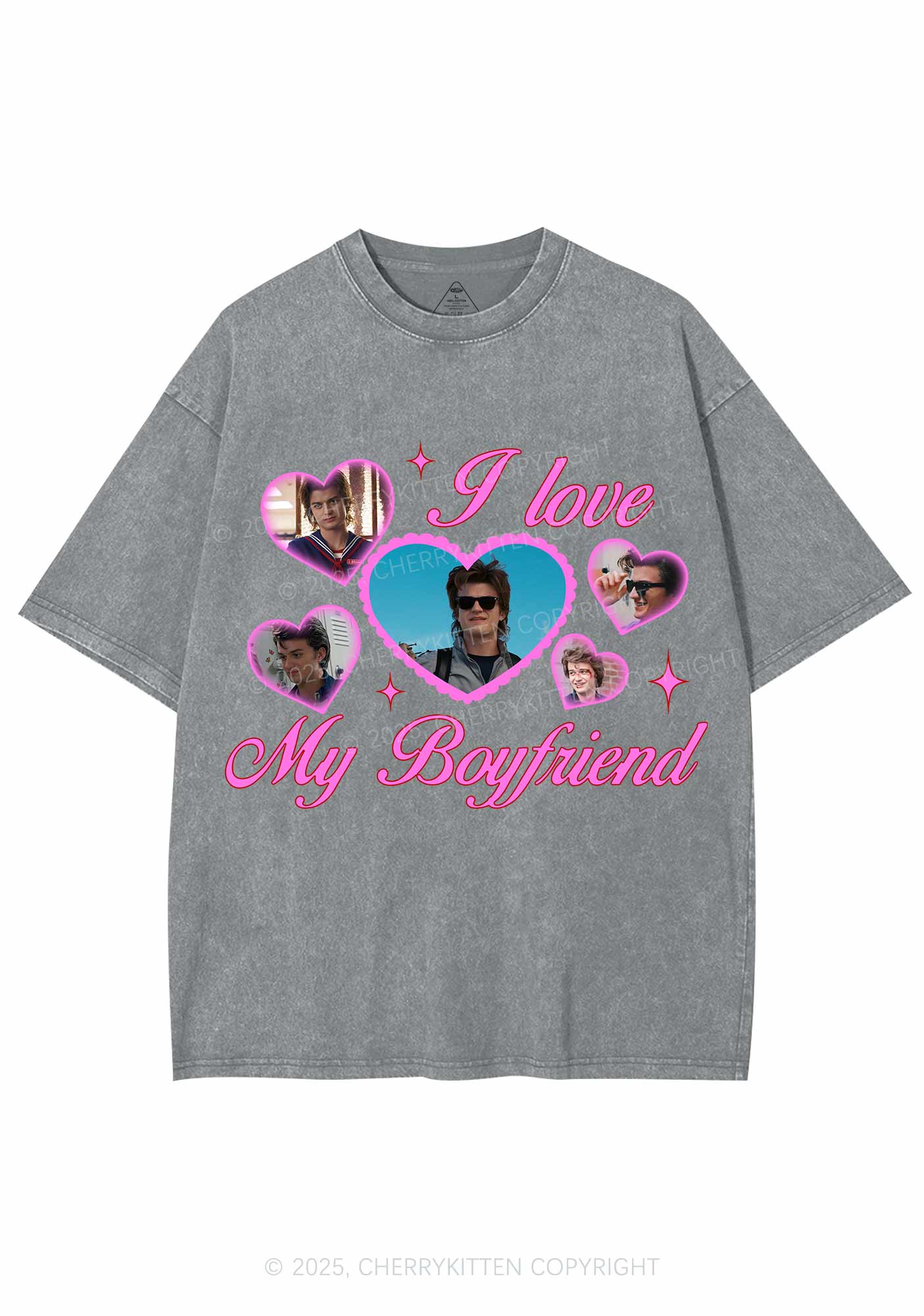 I Love My Boyfriend SH Y2K Shirts Washed Tee Cherrykitten - Image 6