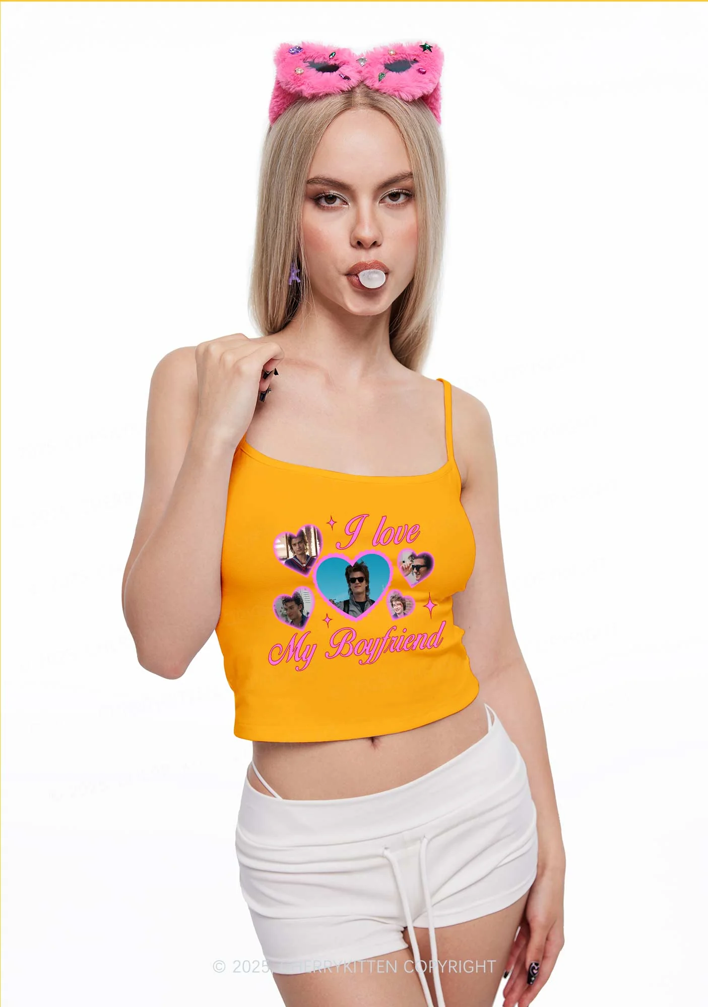 I Love My Boyfriend SH Y2K Spaghetti Strap Cami Cherrykitten - Image 2