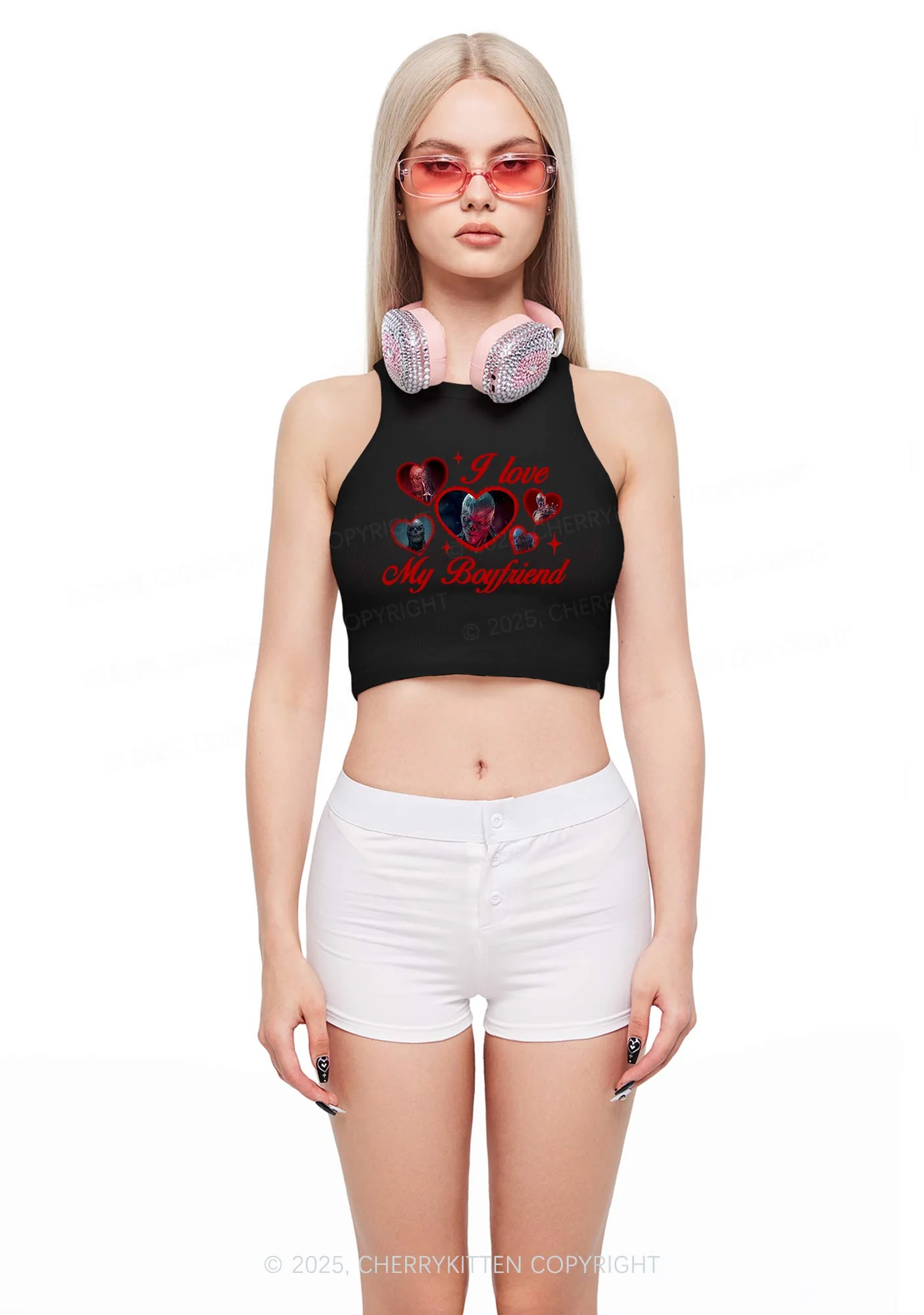 I Love My Boyfriend VN Y2K Crop Tank Top Cherrykitten - Image 2