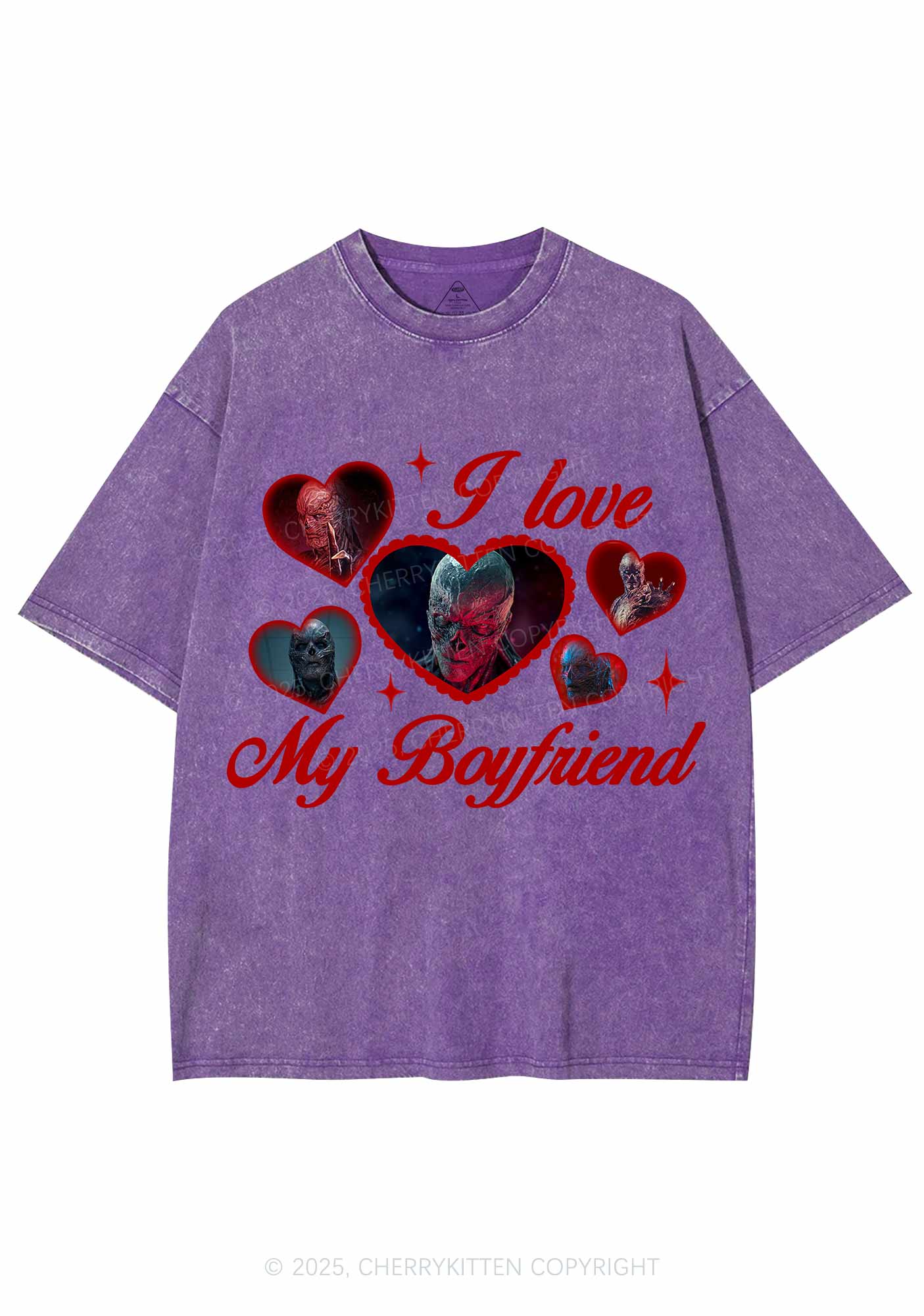 I Love My Boyfriend VN Y2K Shirts Washed Tee Cherrykitten - Image 5