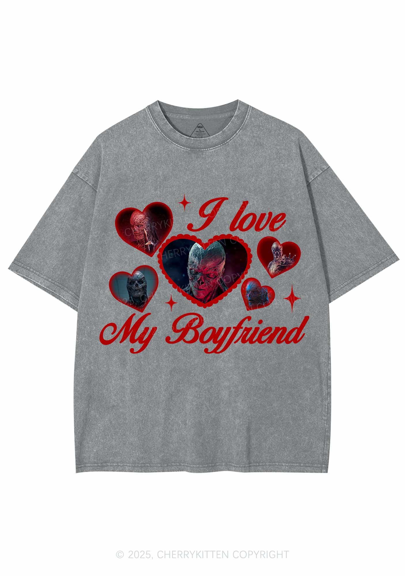 I Love My Boyfriend VN Y2K Shirts Washed Tee Cherrykitten - Image 6