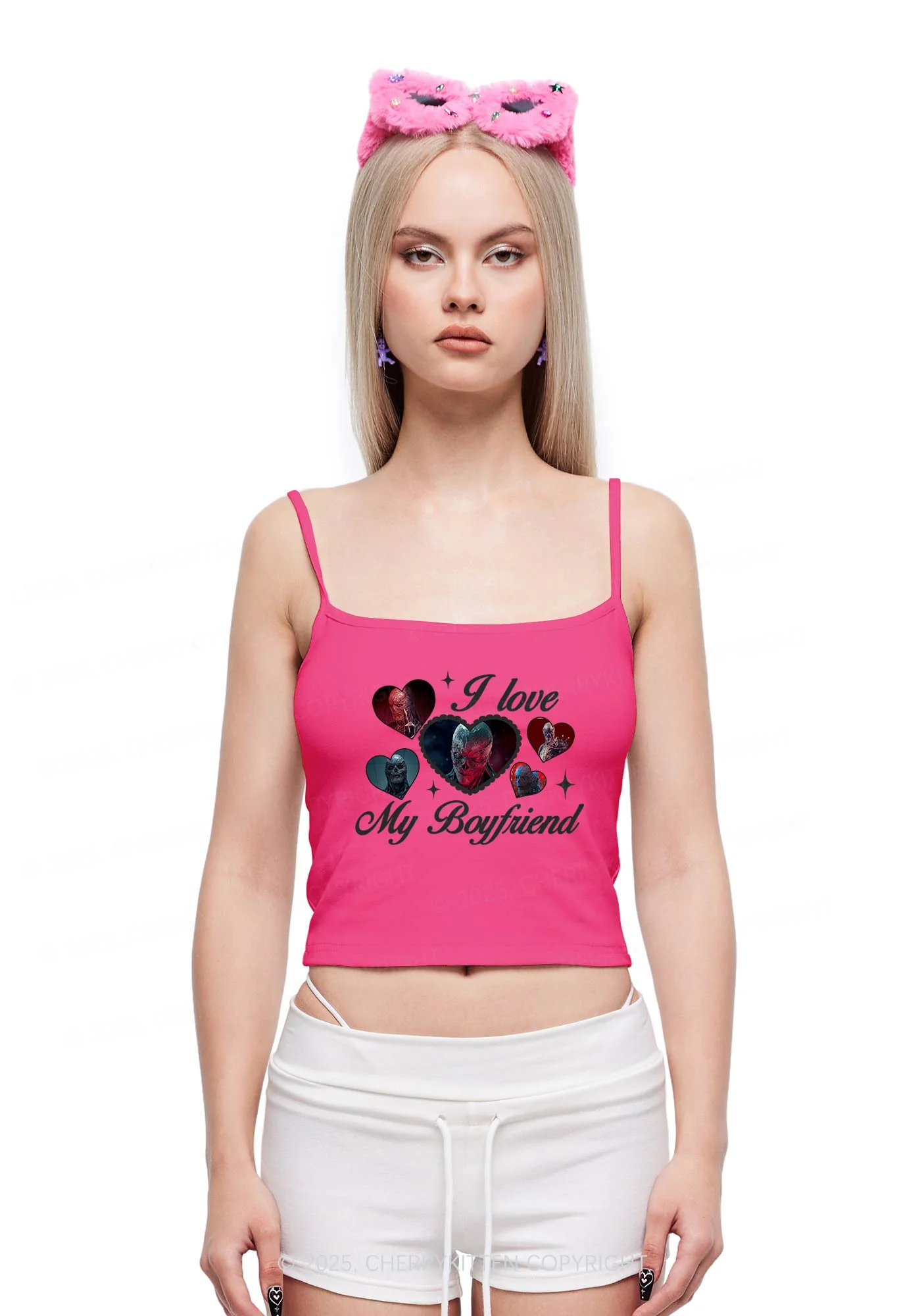 I Love My Boyfriend VN Y2K Spaghetti Strap Cami Cherrykitten - Image 2