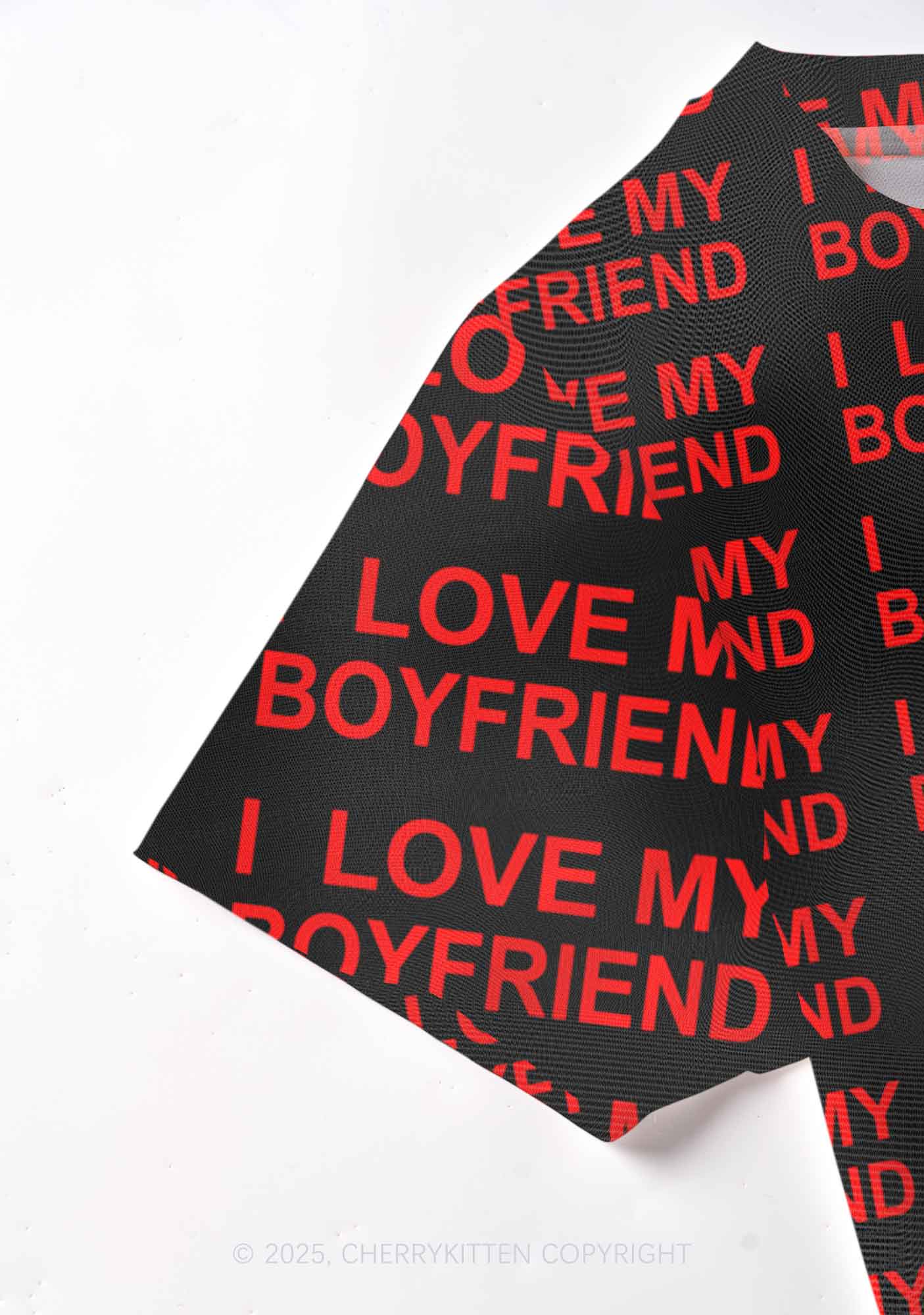 I Love My Boyfriend Y2K Mesh Crop Top Cherrykitten - Image 3