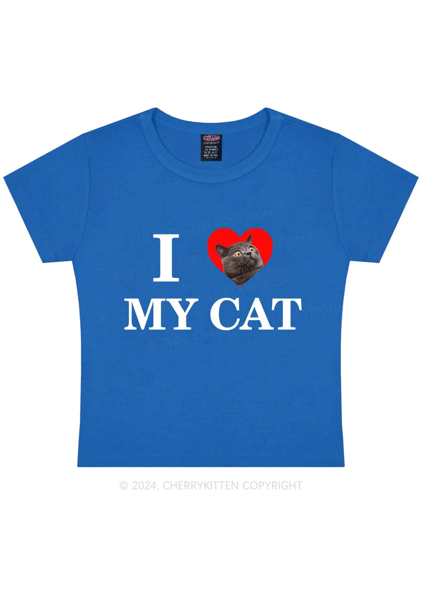 I Love My Cat Custom Photo Y2K Baby Tee Cherrykitten - Image 10