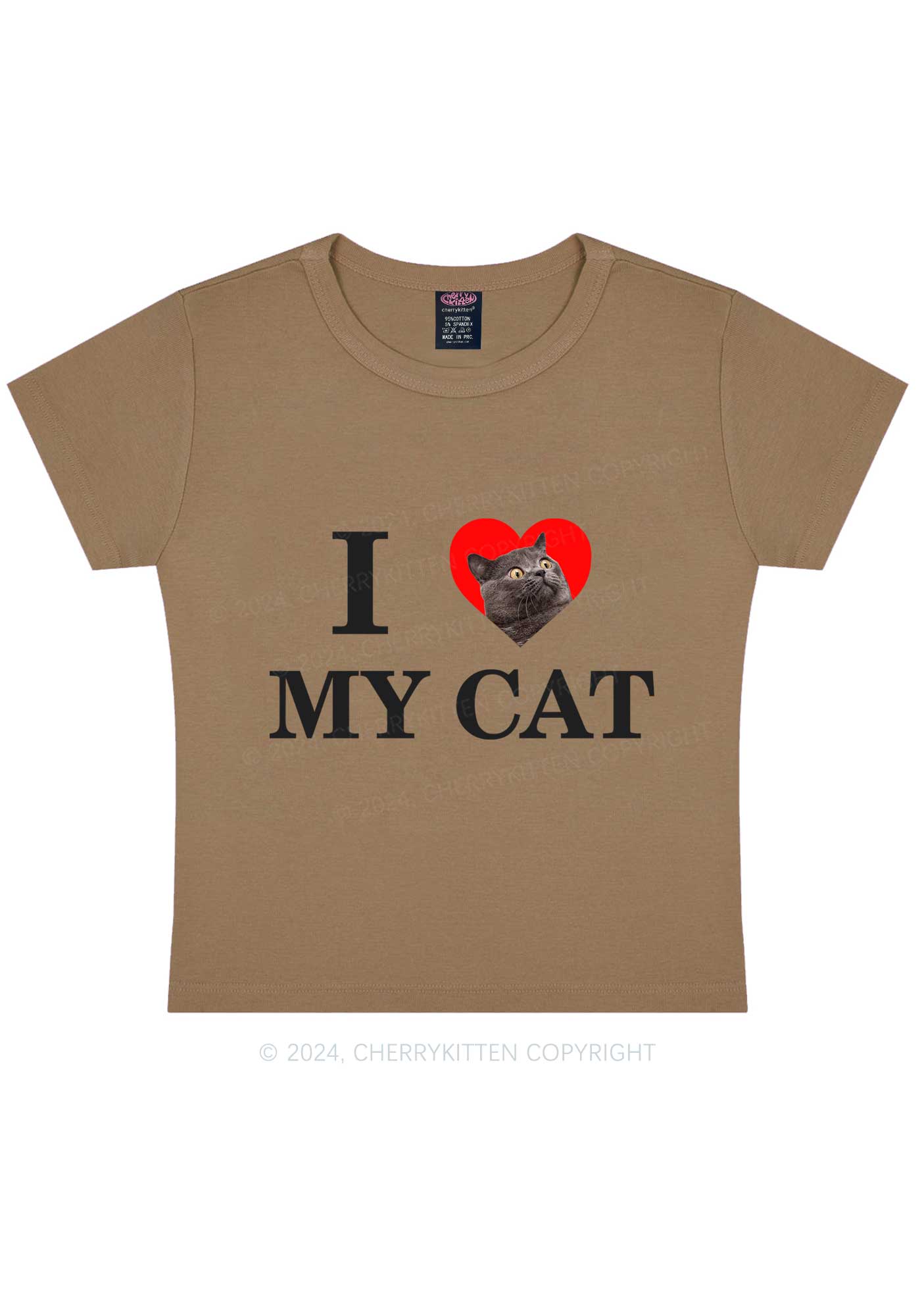 I Love My Cat Custom Photo Y2K Baby Tee Cherrykitten - Image 11