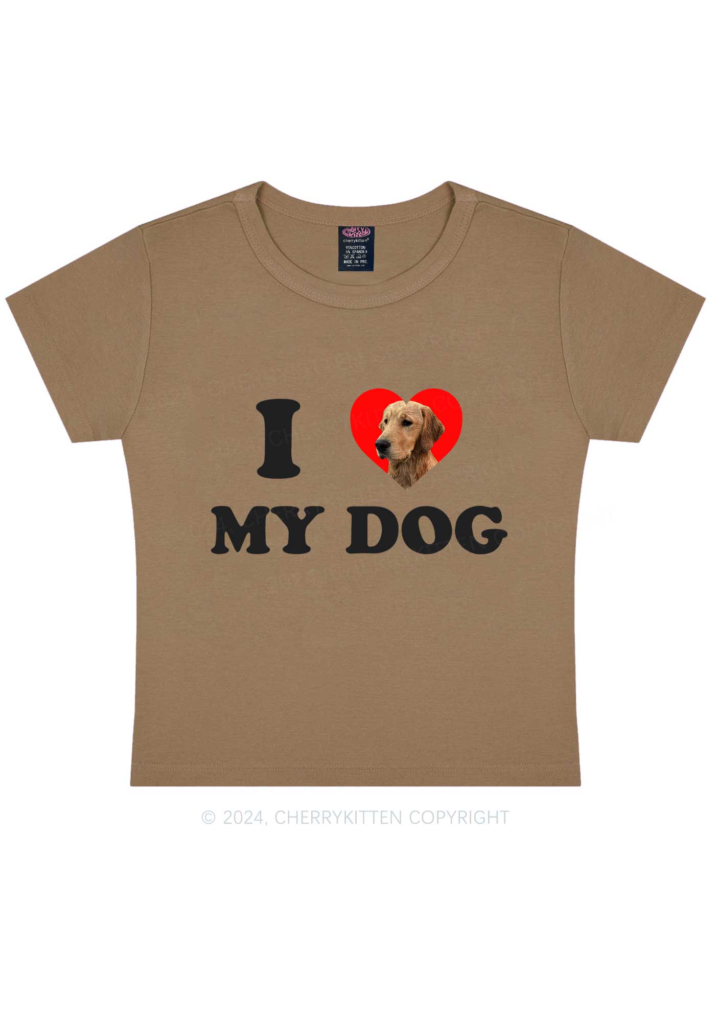 I Love My Dog Custom Photo Y2K Baby Tee Cherrykitten - Image 10