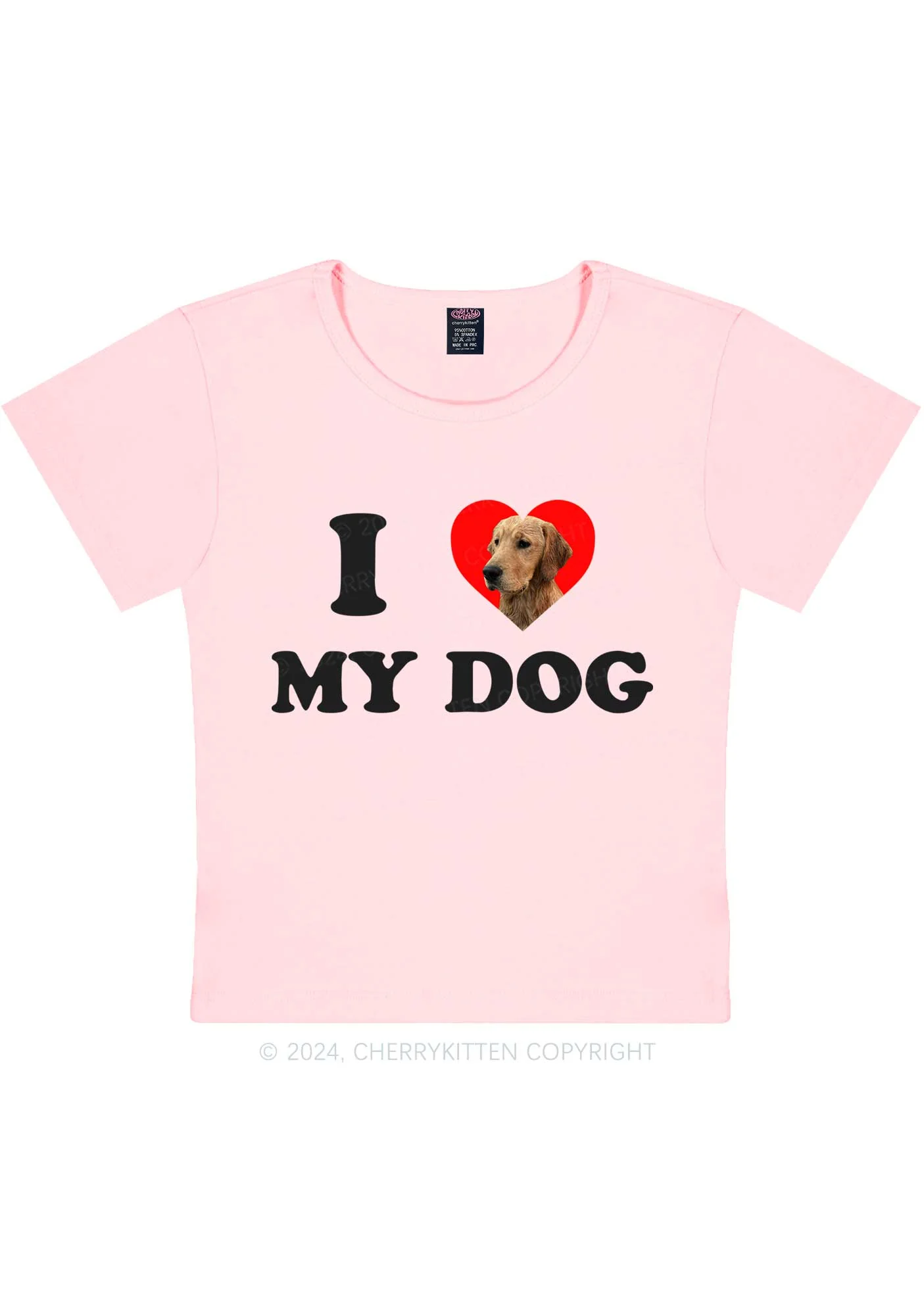 I Love My Dog Custom Photo Y2K Baby Tee Cherrykitten - Image 11