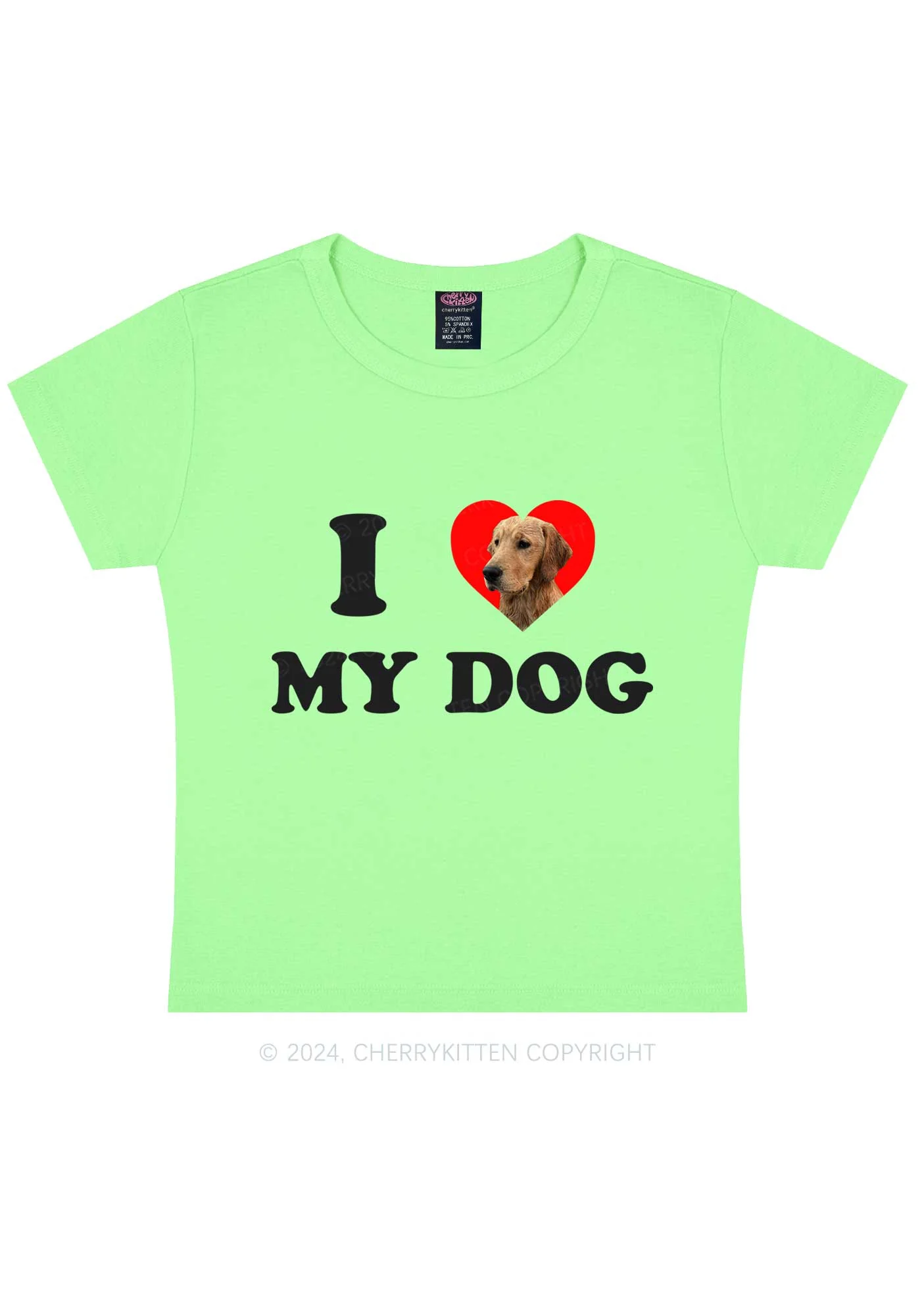 I Love My Dog Custom Photo Y2K Baby Tee Cherrykitten - Image 12