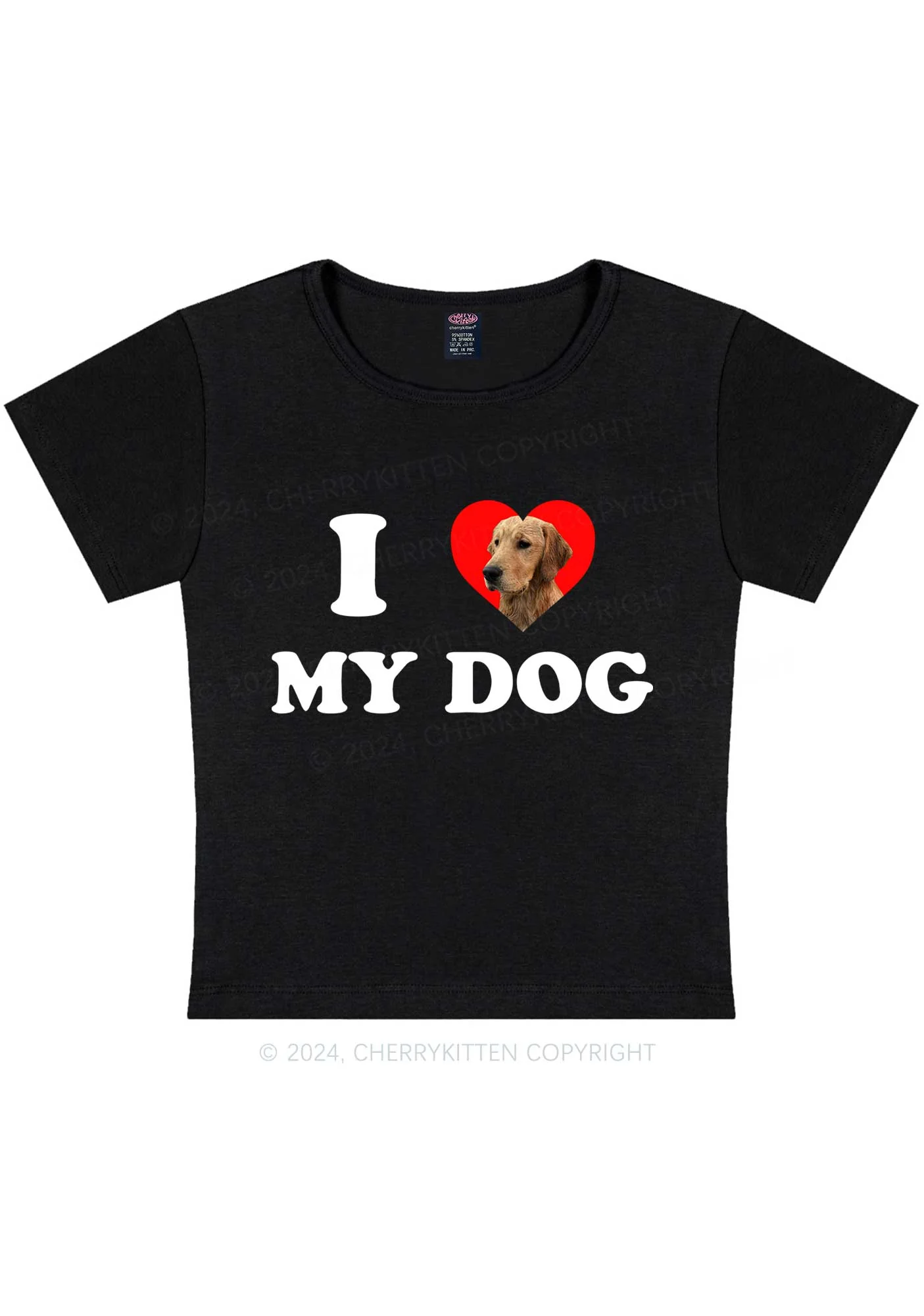 I Love My Dog Custom Photo Y2K Baby Tee Cherrykitten - Image 4