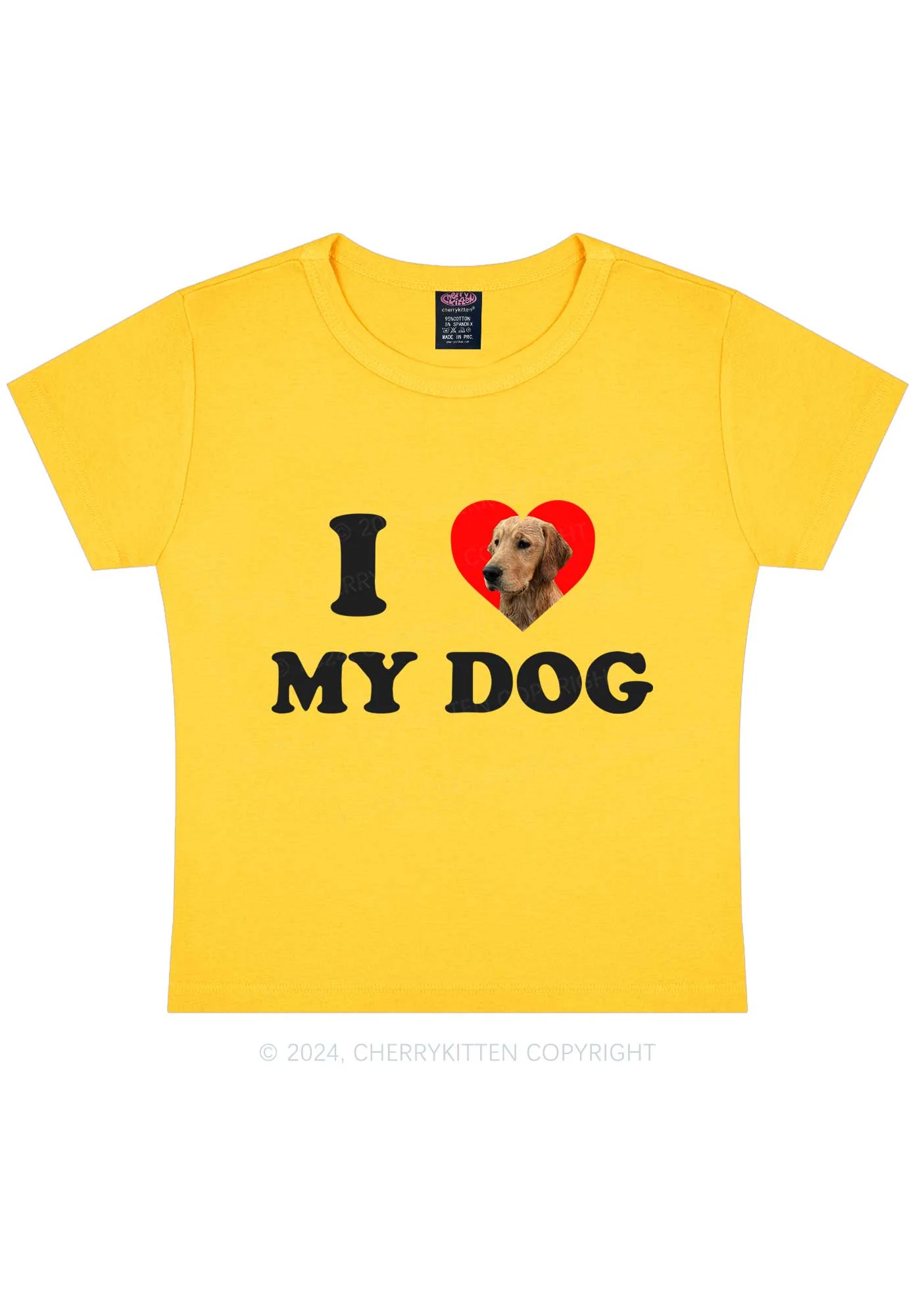 I Love My Dog Custom Photo Y2K Baby Tee Cherrykitten - Image 5