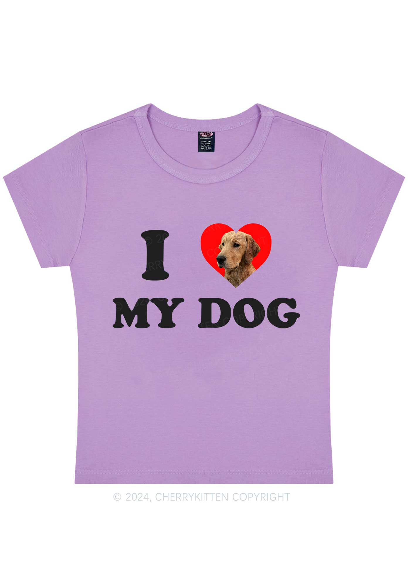I Love My Dog Custom Photo Y2K Baby Tee Cherrykitten - Image 6