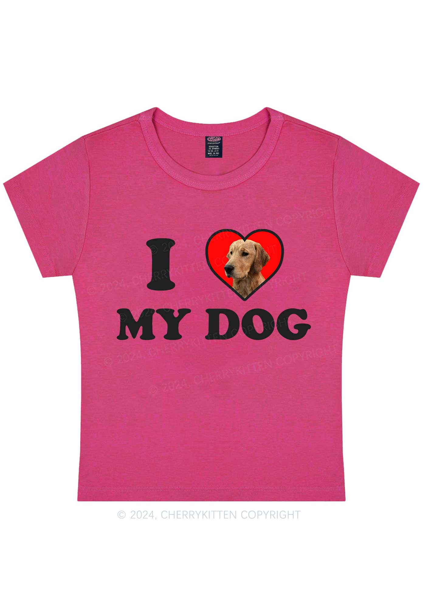 I Love My Dog Custom Photo Y2K Baby Tee Cherrykitten - Image 7