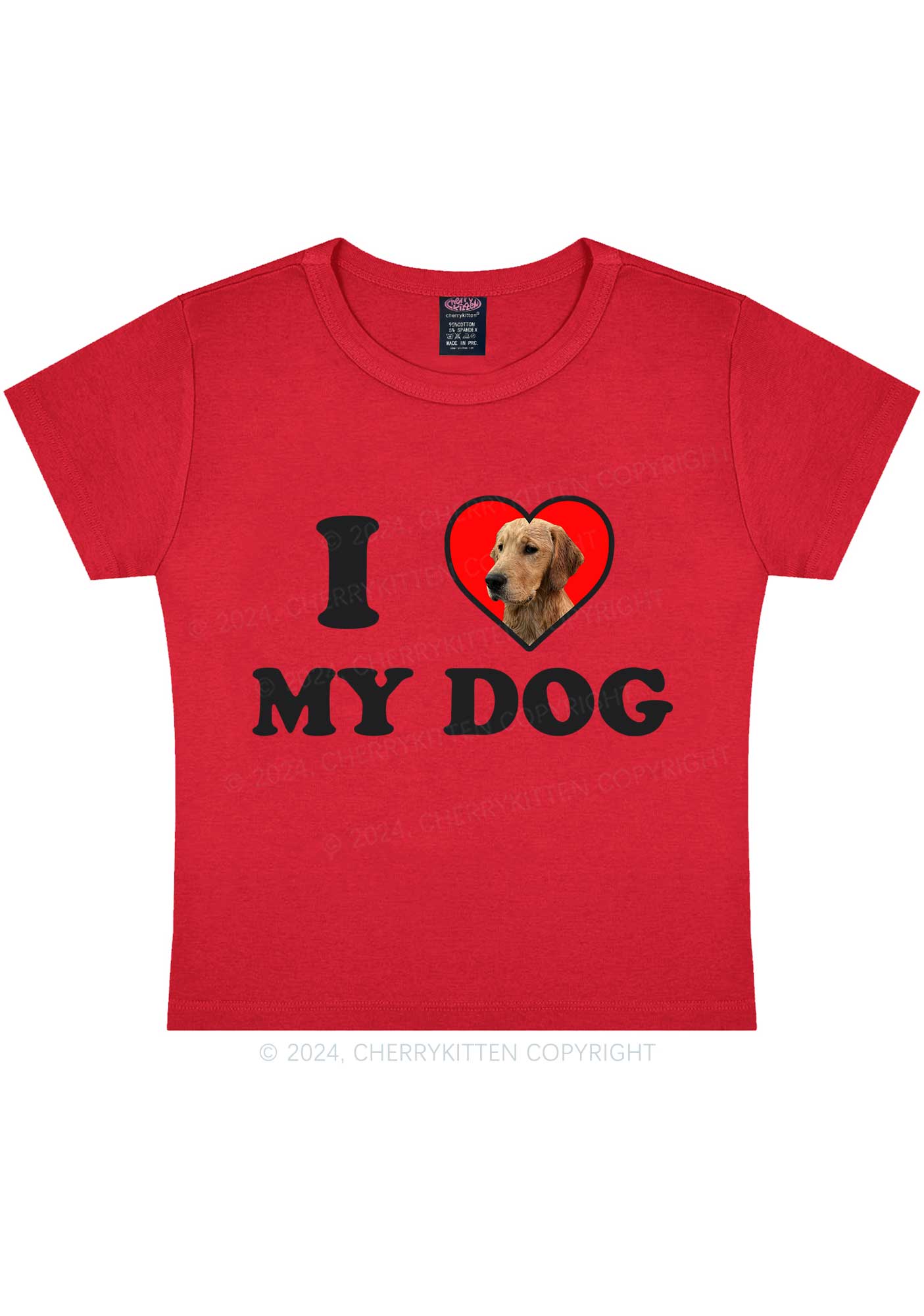 I Love My Dog Custom Photo Y2K Baby Tee Cherrykitten - Image 8