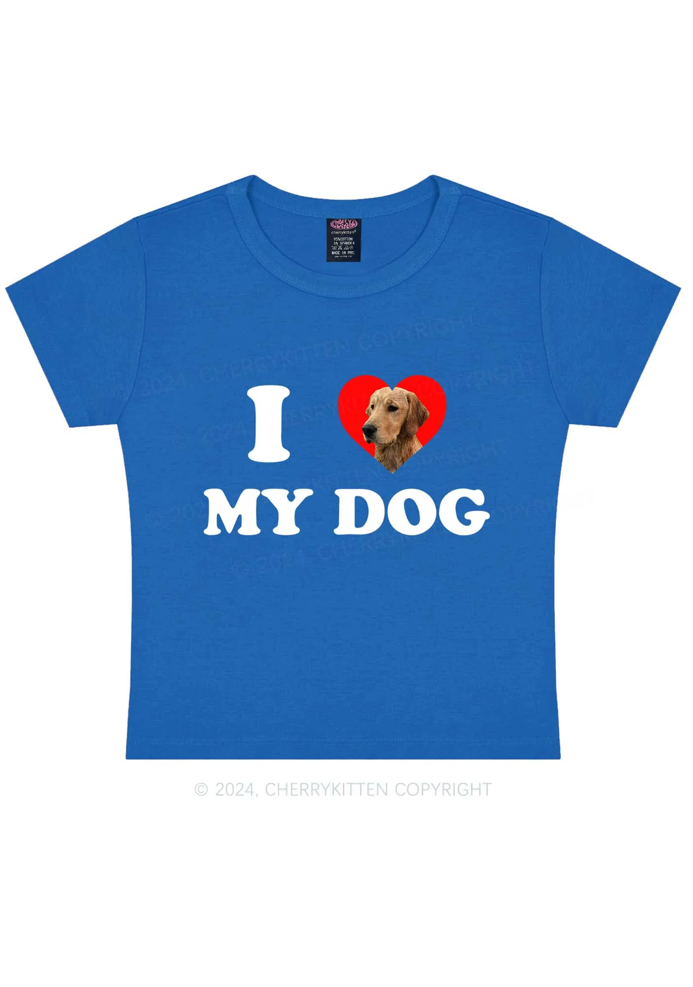 I Love My Dog Custom Photo Y2K Baby Tee Cherrykitten - Image 9