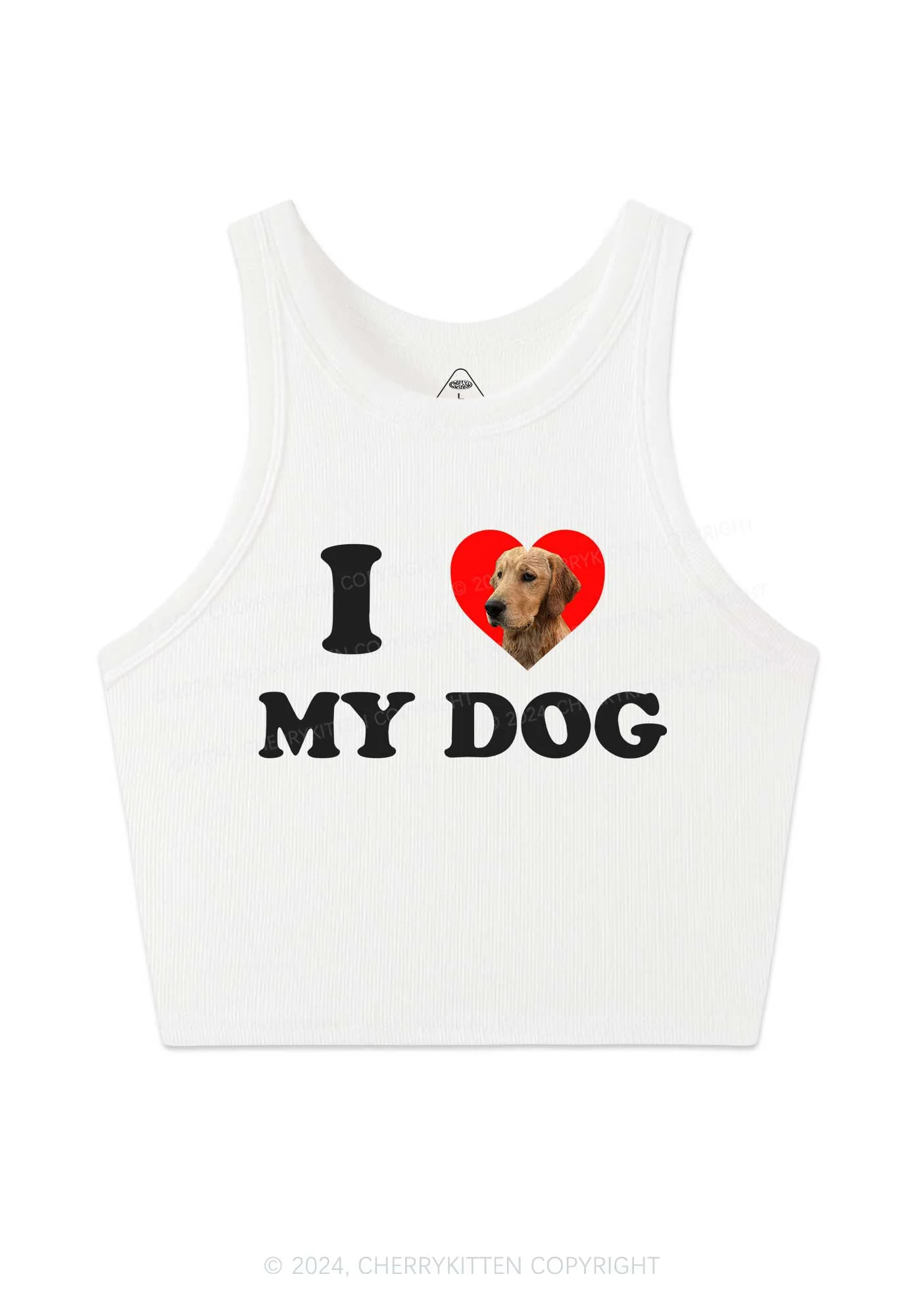 I Love My Dog Custom Photo Y2K Crop Tank Top Cherrykitten - Image 3